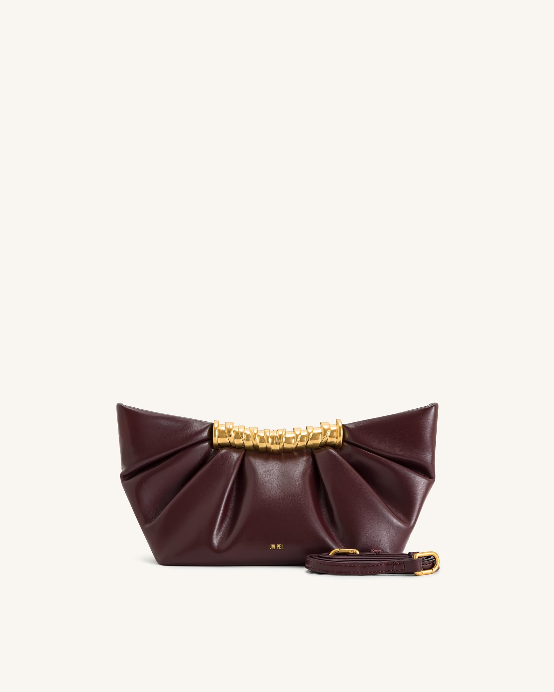 Leia Pleated Clutch - Deep Burgundy