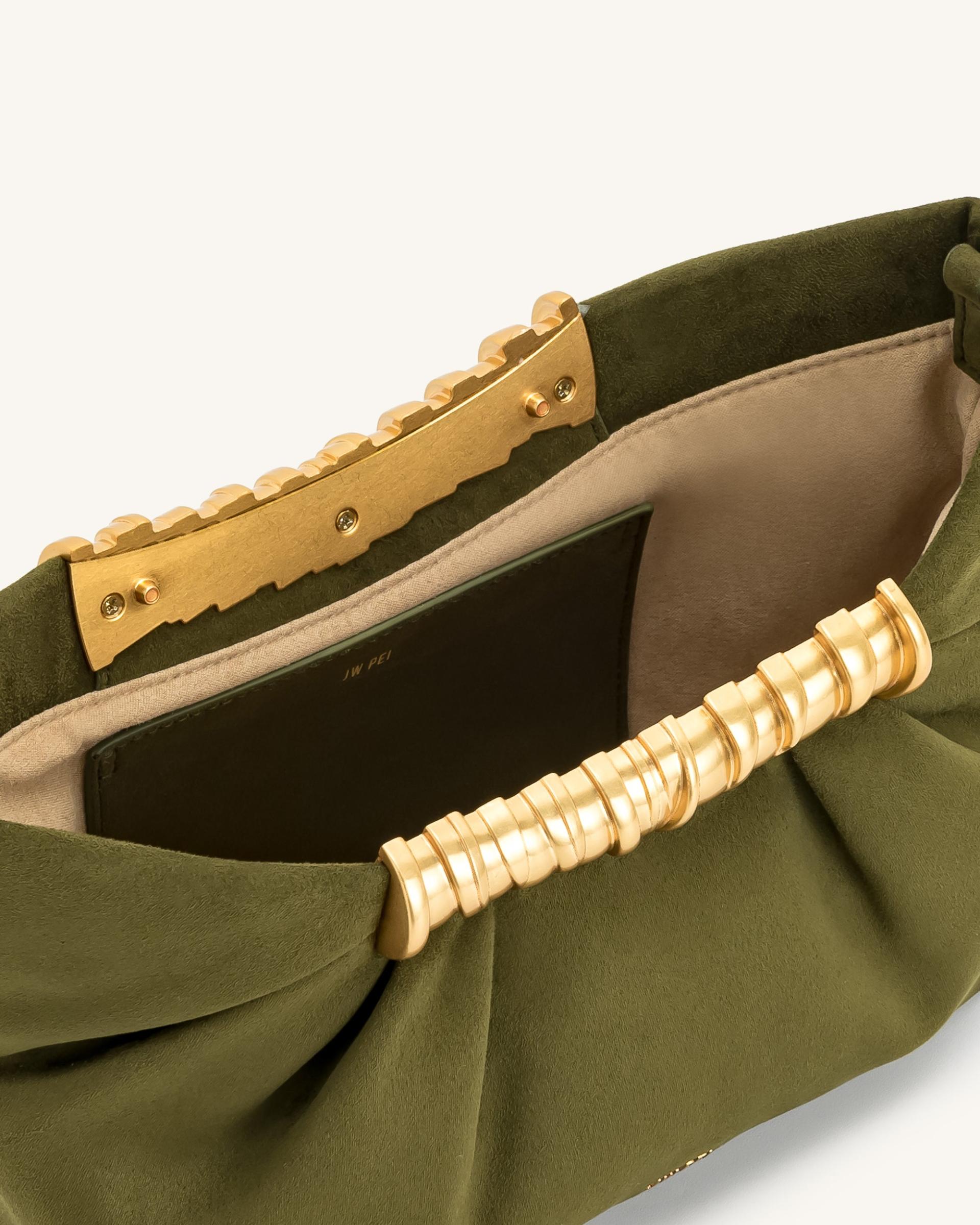 Leia Pleated Clutch - Dark Olive 4