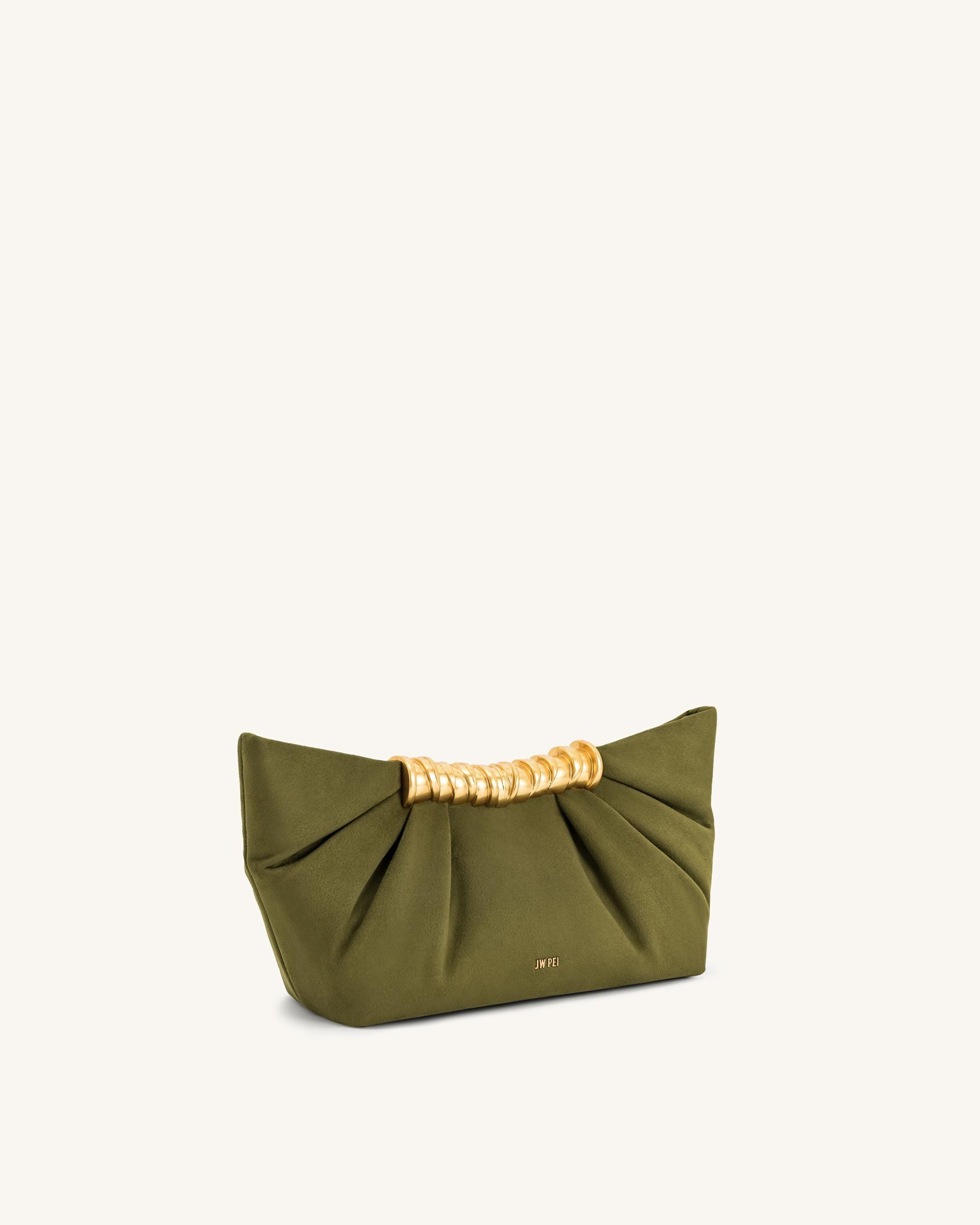 Leia Pleated Clutch - Dark Olive 2