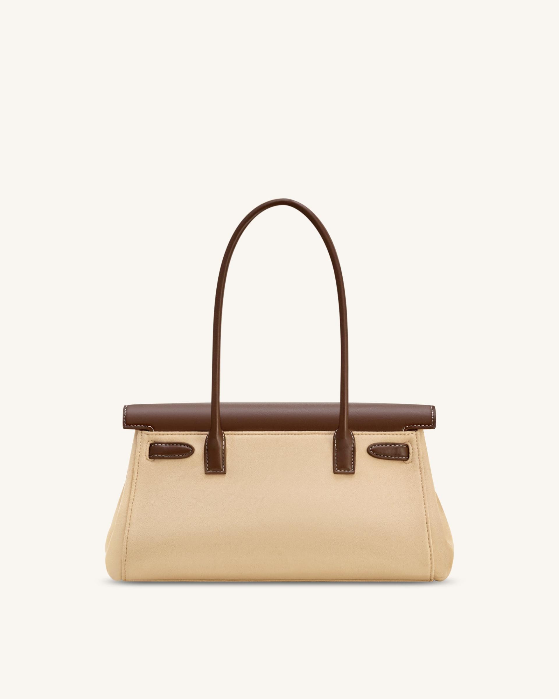 Yara Faux Suede Shoulder Bag - Dark Brown 3