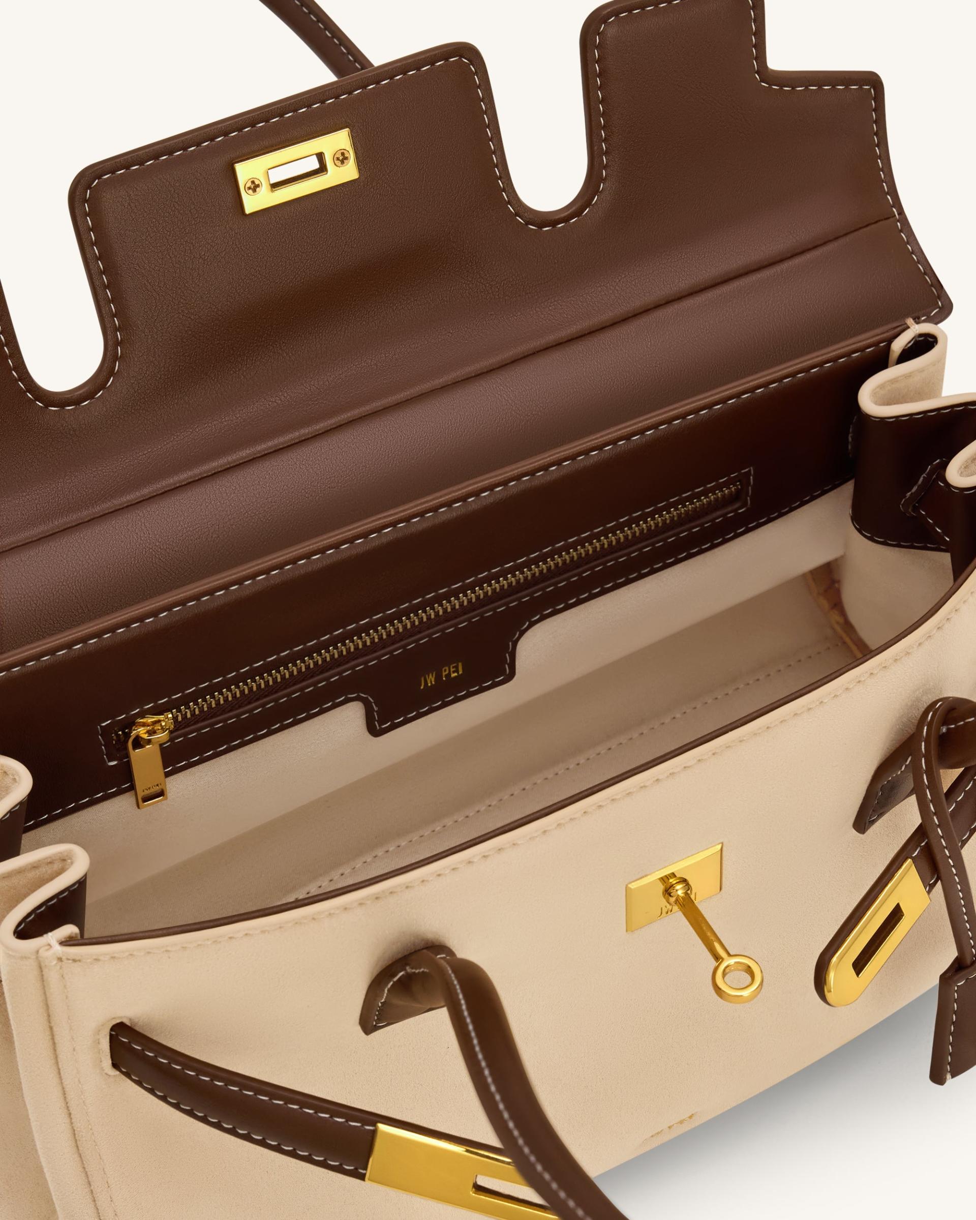 Yara Faux Suede Shoulder Bag - Dark Brown 4