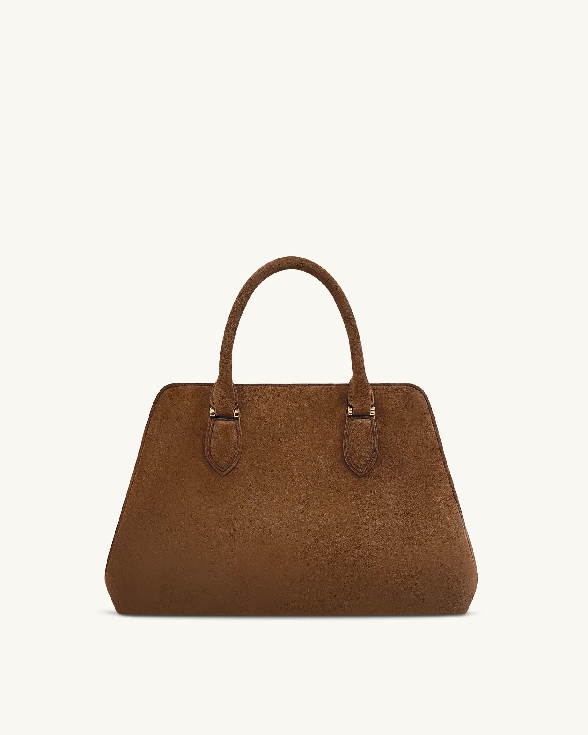 Lara Faux Suede Tote Bag - Brown 3