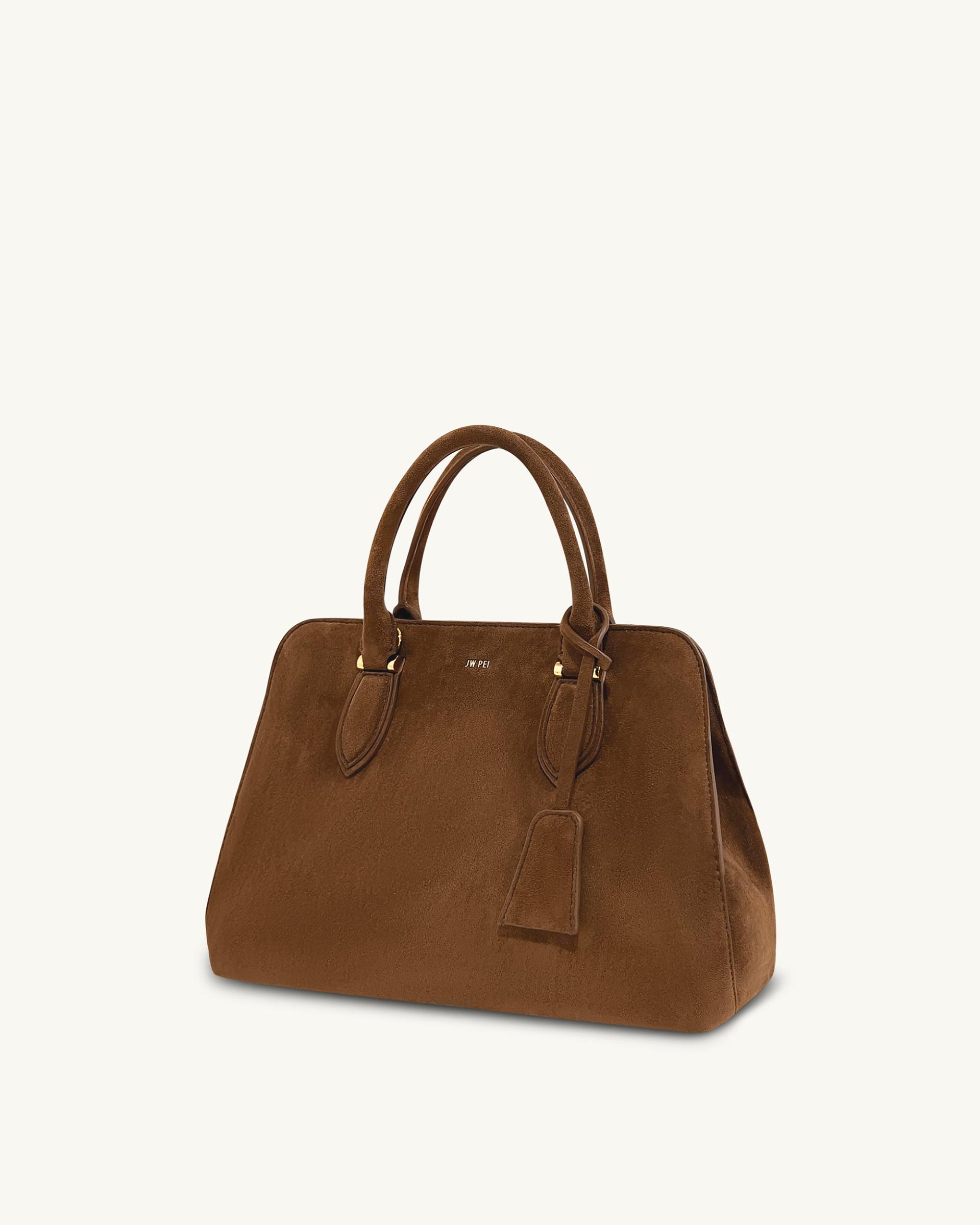 Lara Faux Suede Tote Bag - Brown 2
