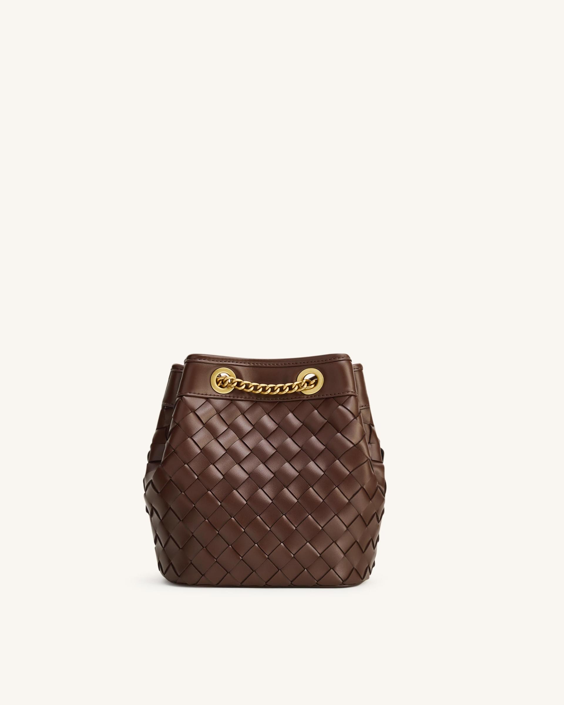 Yara Hand-Woven Bucket Bag - Dark Brown 3