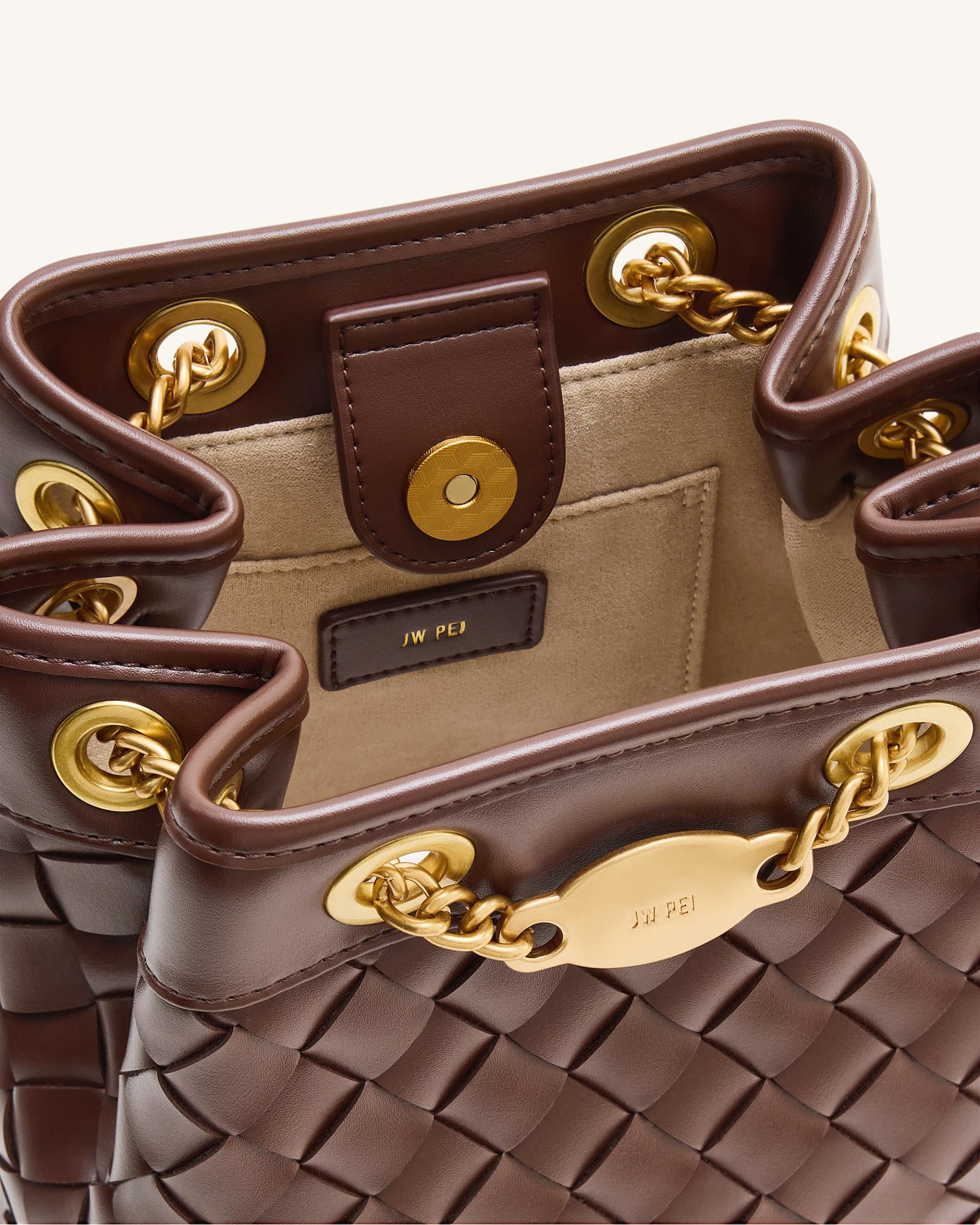 Yara Hand-Woven Bucket Bag - Dark Brown 4