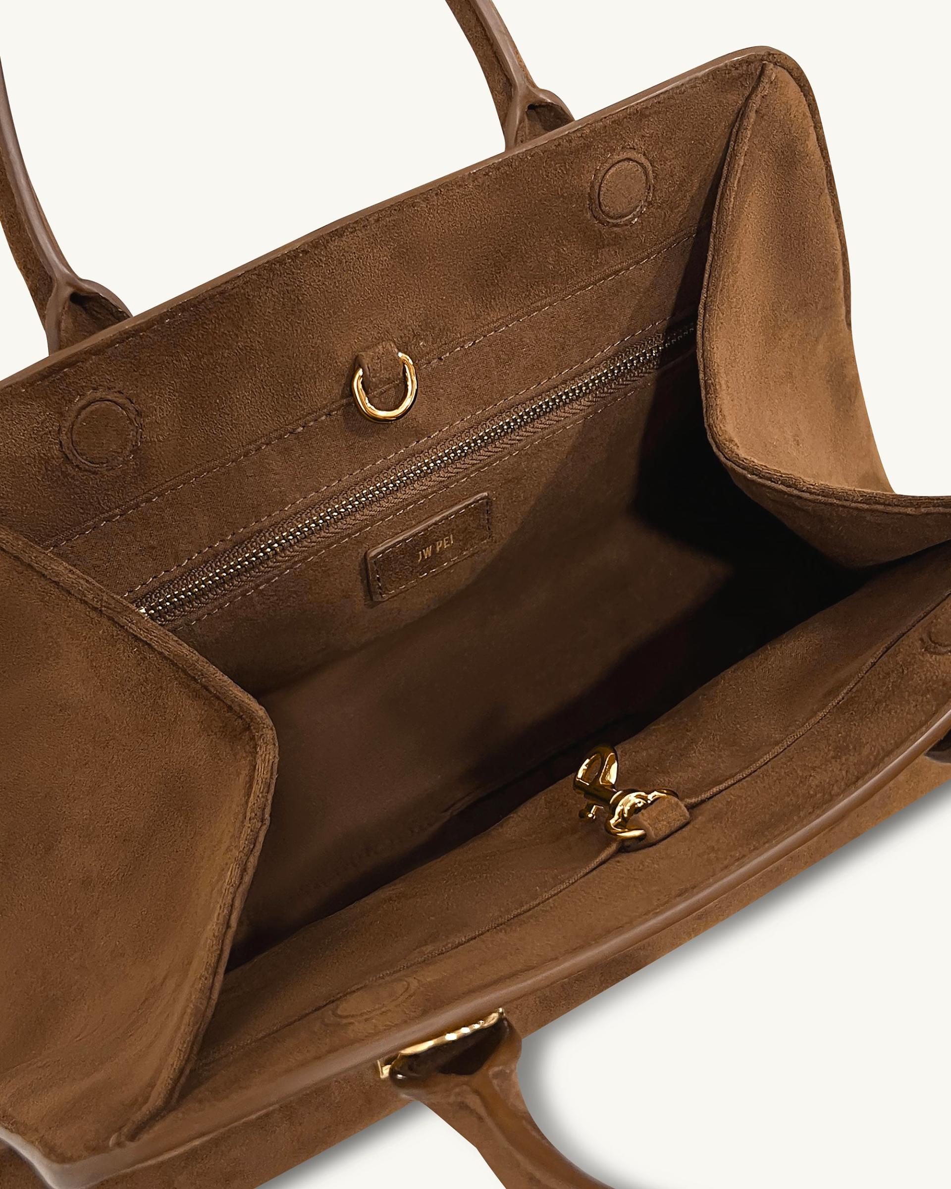 Lara Faux Suede Tote Bag - Brown 4