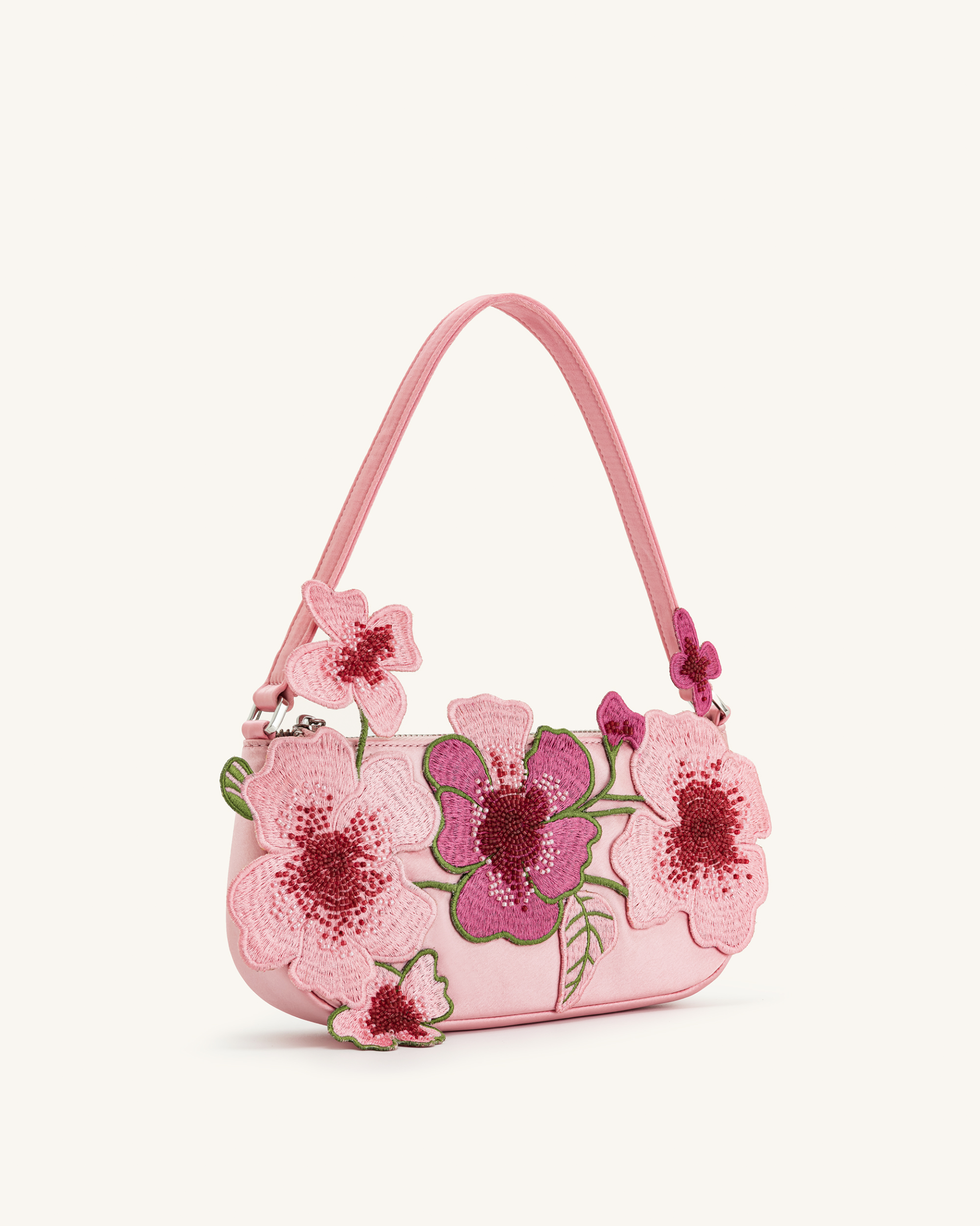 Leona Bead Embellished Shoulder Bag - Pink 2