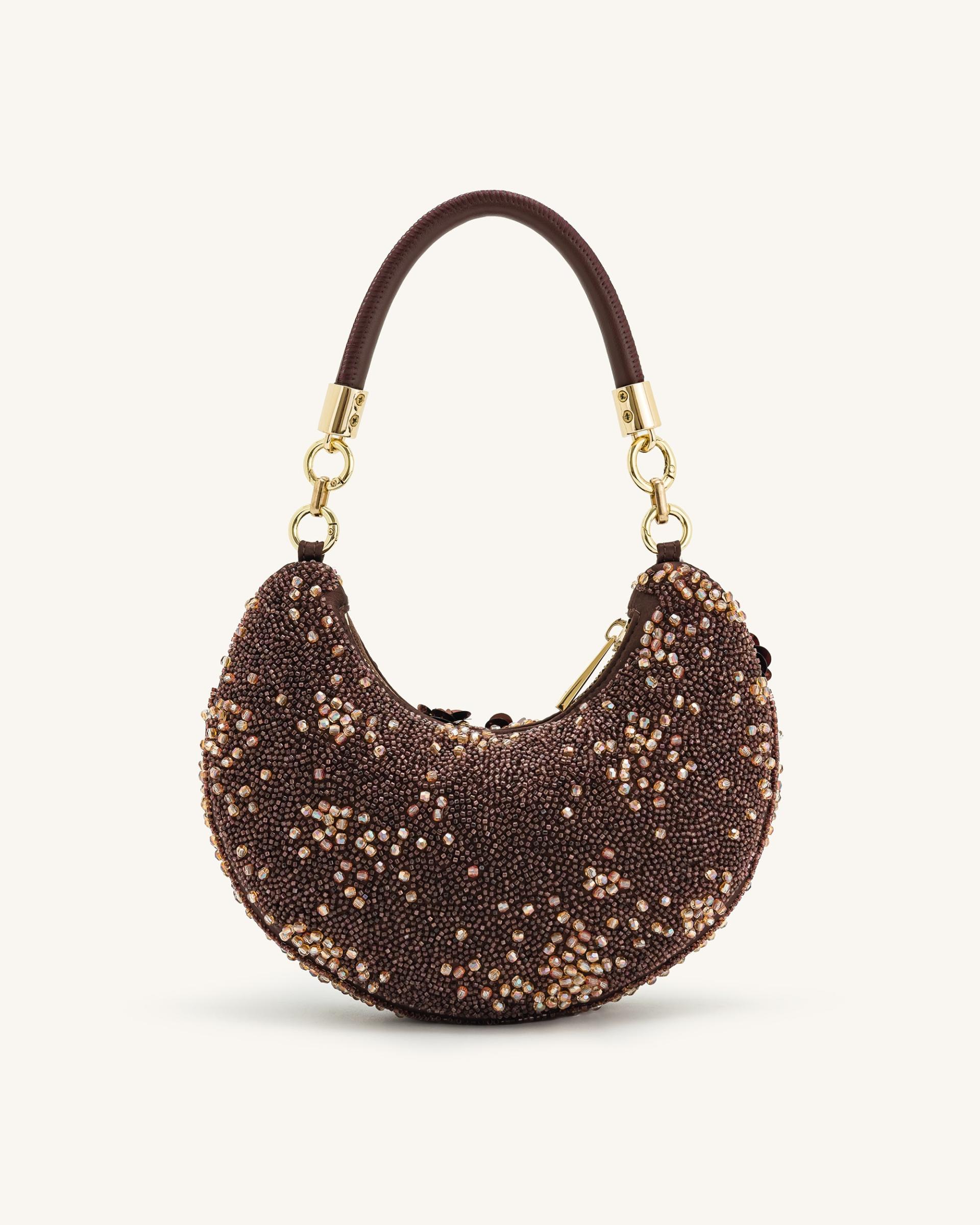 Livia Beaded Floral Hobo Bag - Brown 3