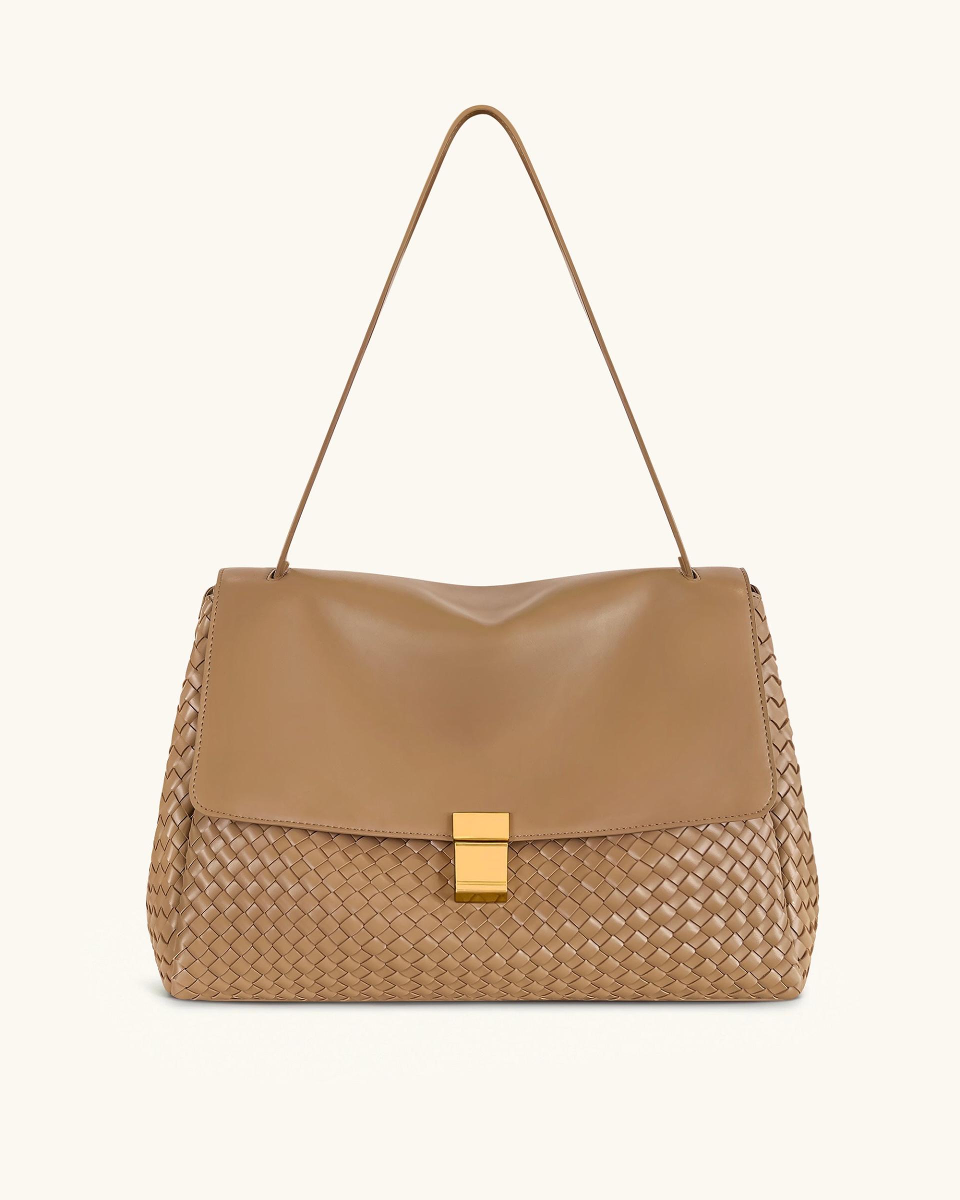 Hilary Woven Shoulder Bag - Camel