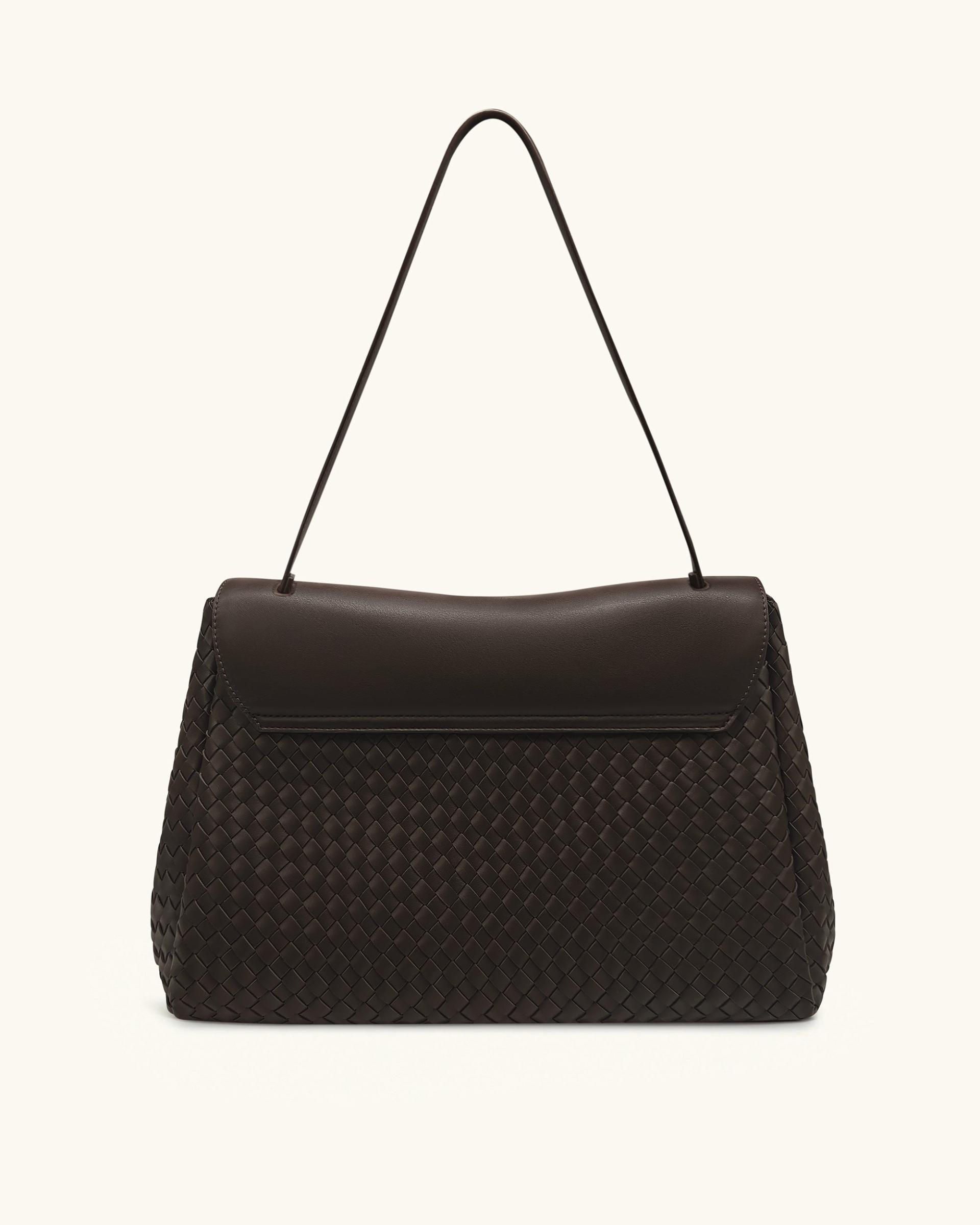 Hilary Woven Shoulder Bag - Dark Brown 3