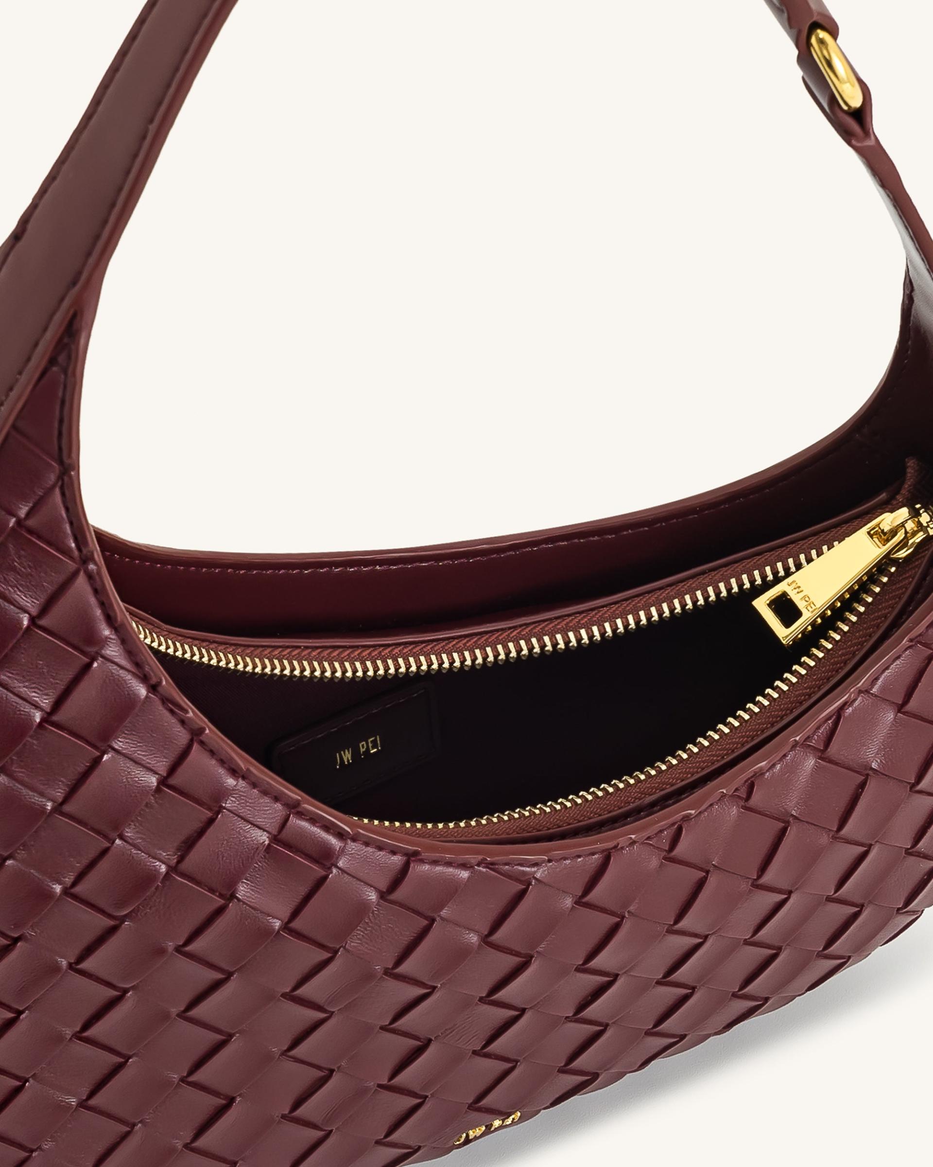 Harlee Weave Texture Shoulder Bag - Burgundy 4