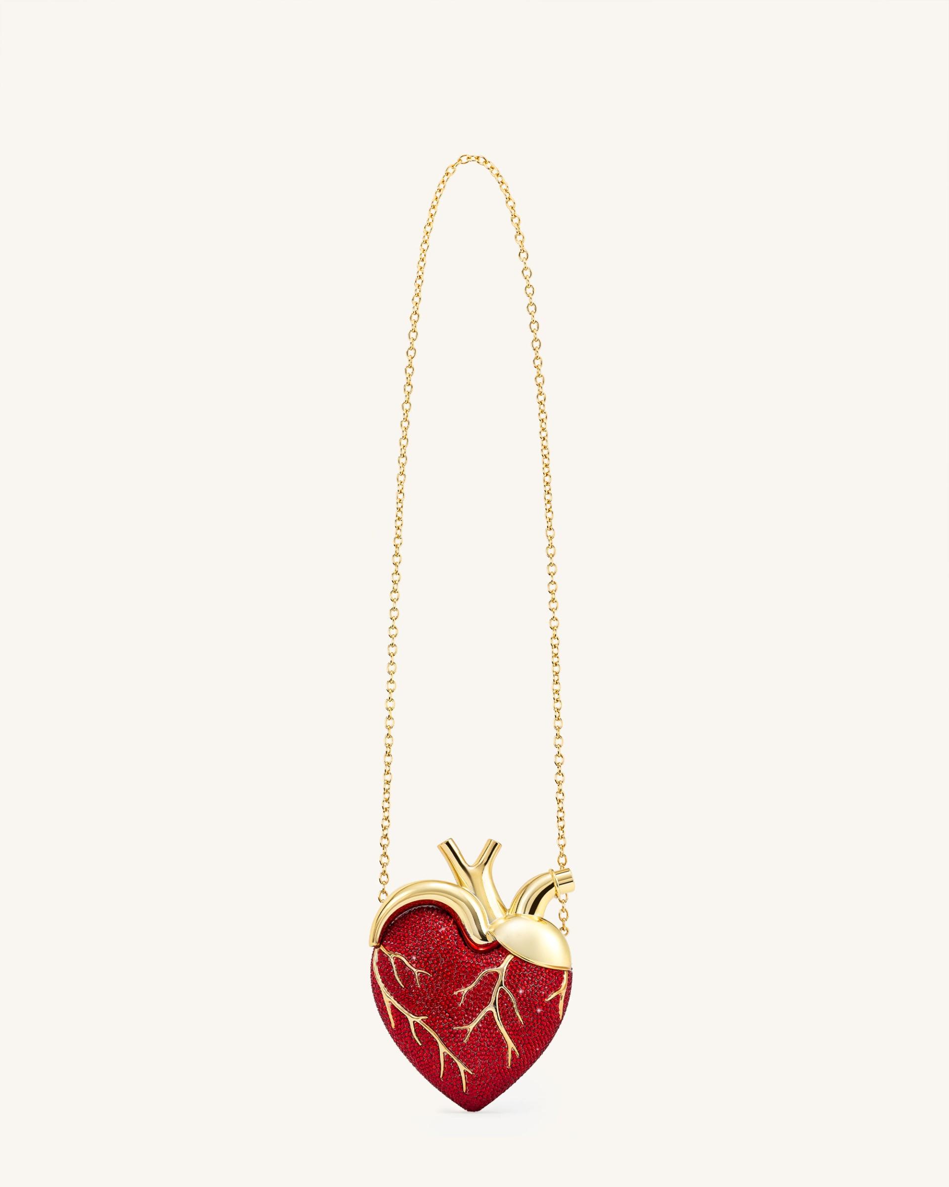 Maren Artificial Crystal Heart Shaped Bag - Red 2