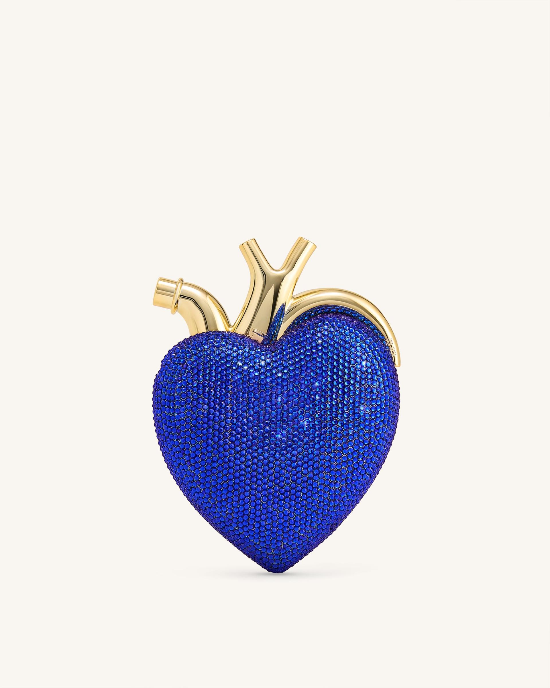 Maren Artificial Crystal Heart Shaped Bag - Cobalt Blue 4