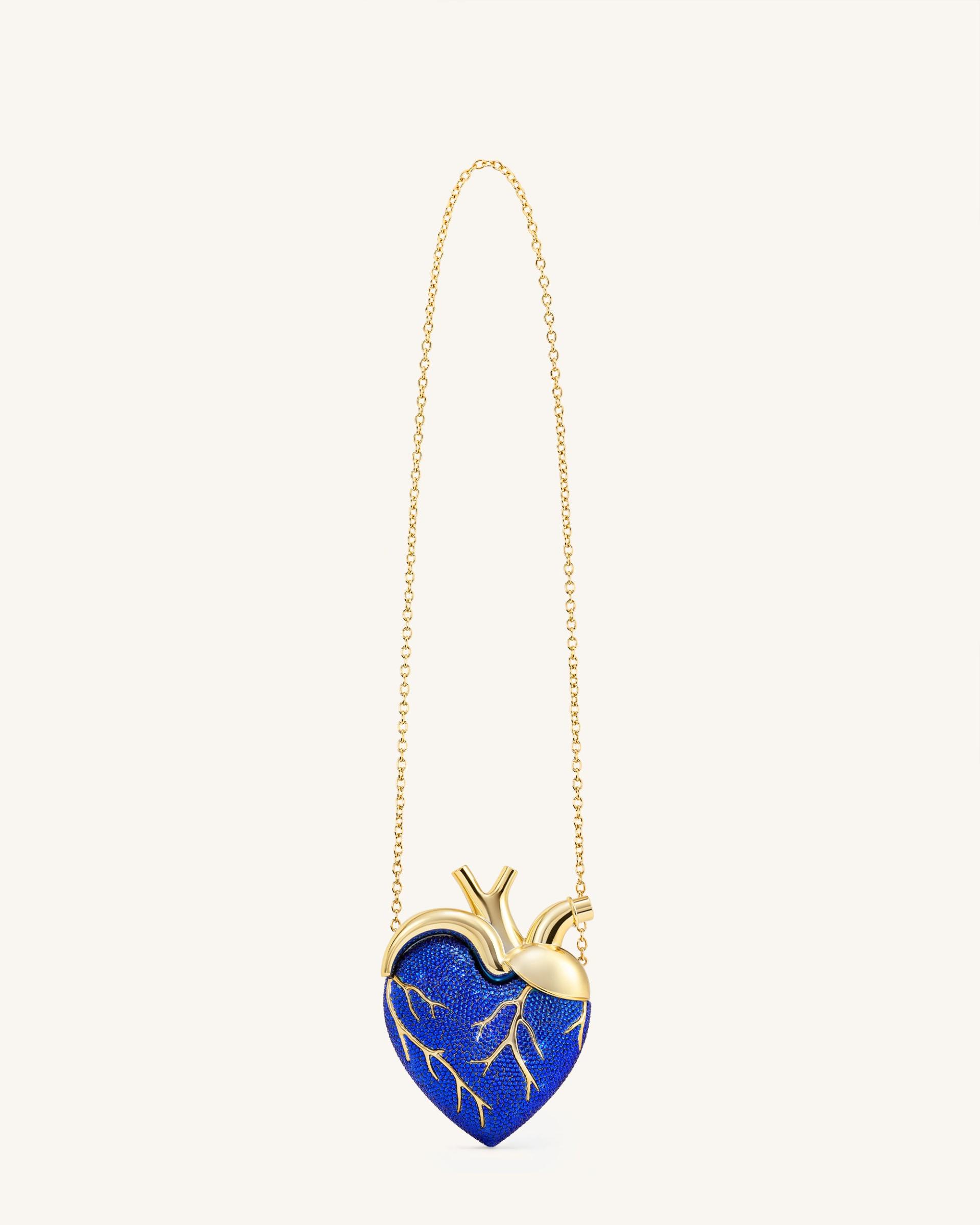 Maren Artificial Crystal Heart Shaped Bag - Cobalt Blue 2