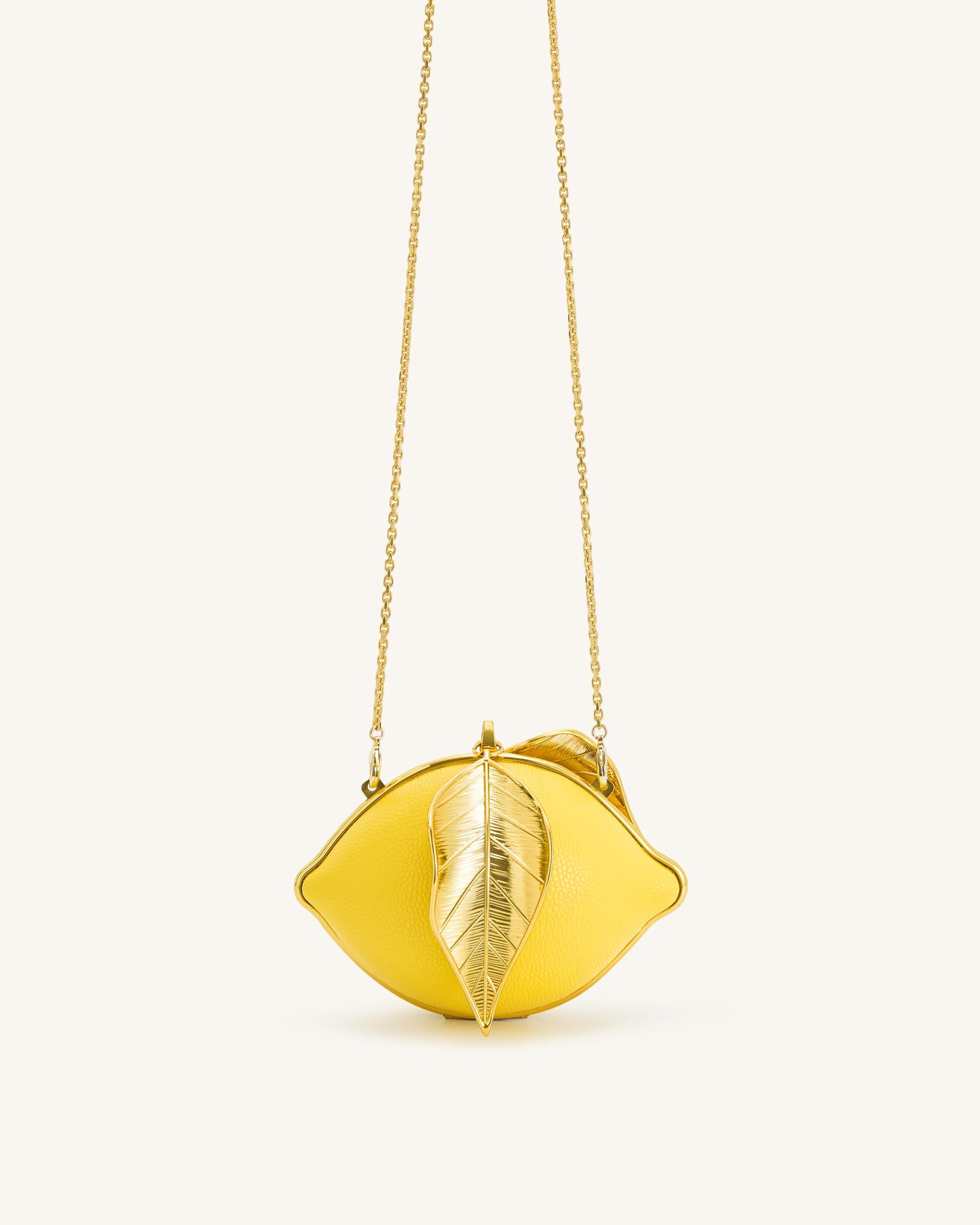 Tori Vegan Leather Metal Structure Clutch - Lemon Yellow 3