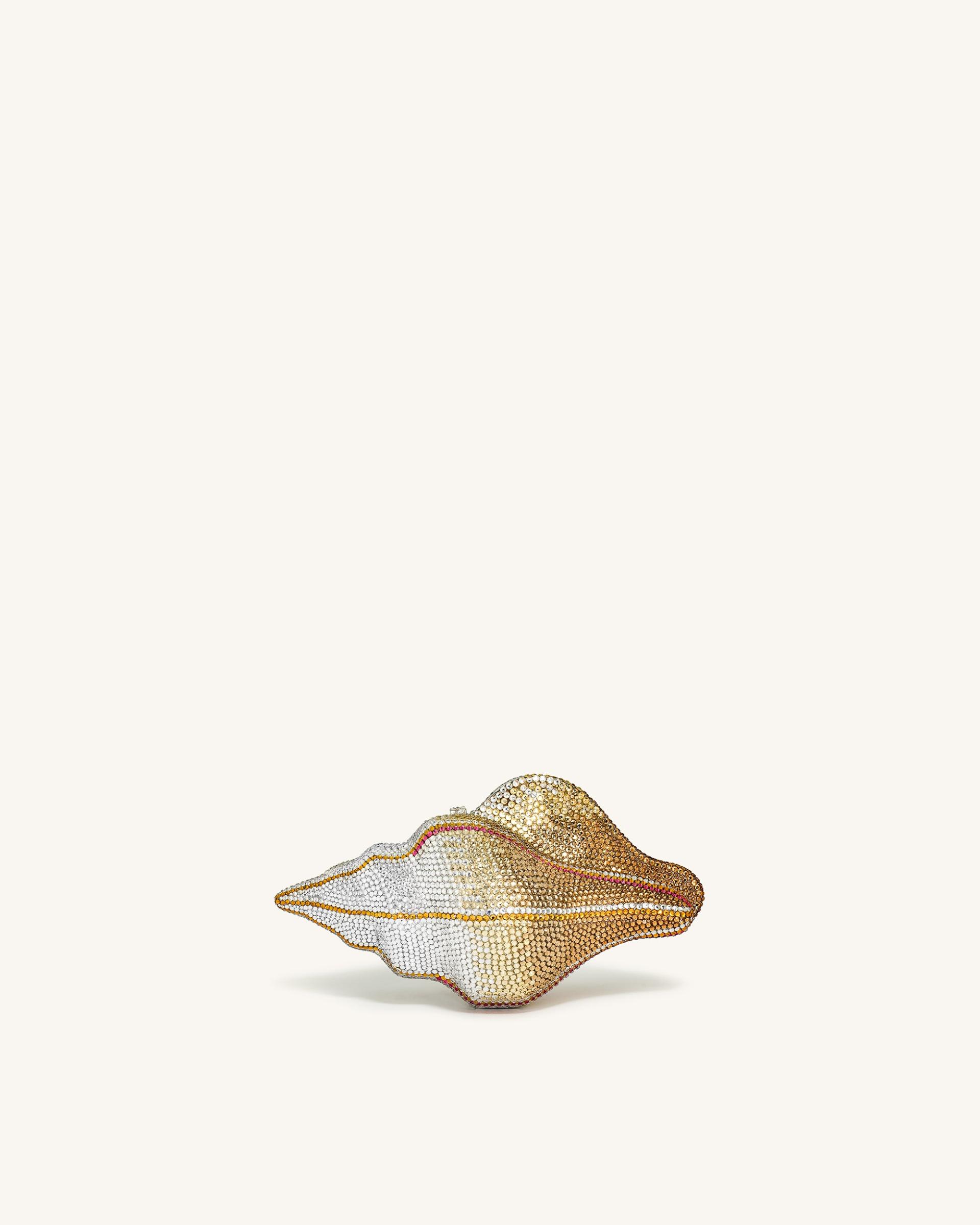 Conch Shape Faux Crystal Clutch - Gold 3