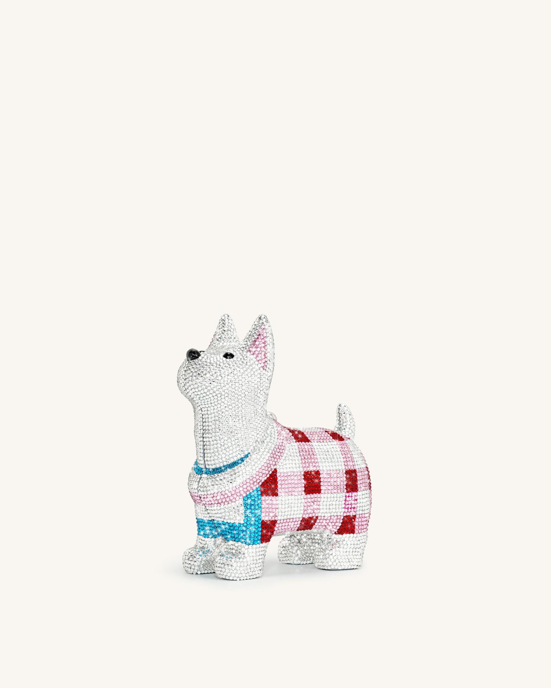 Eden Puppy Shape Faux Crystal Clutch - White 2