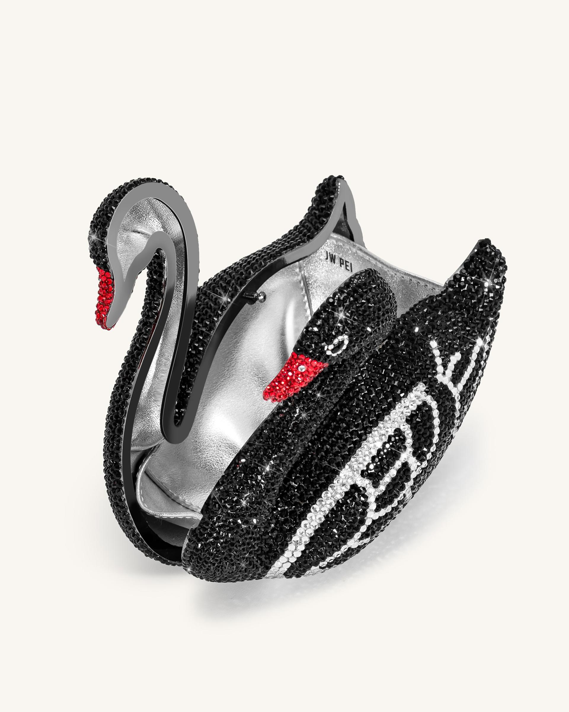 Kinsley Crystal Swan Clutch - Black 3