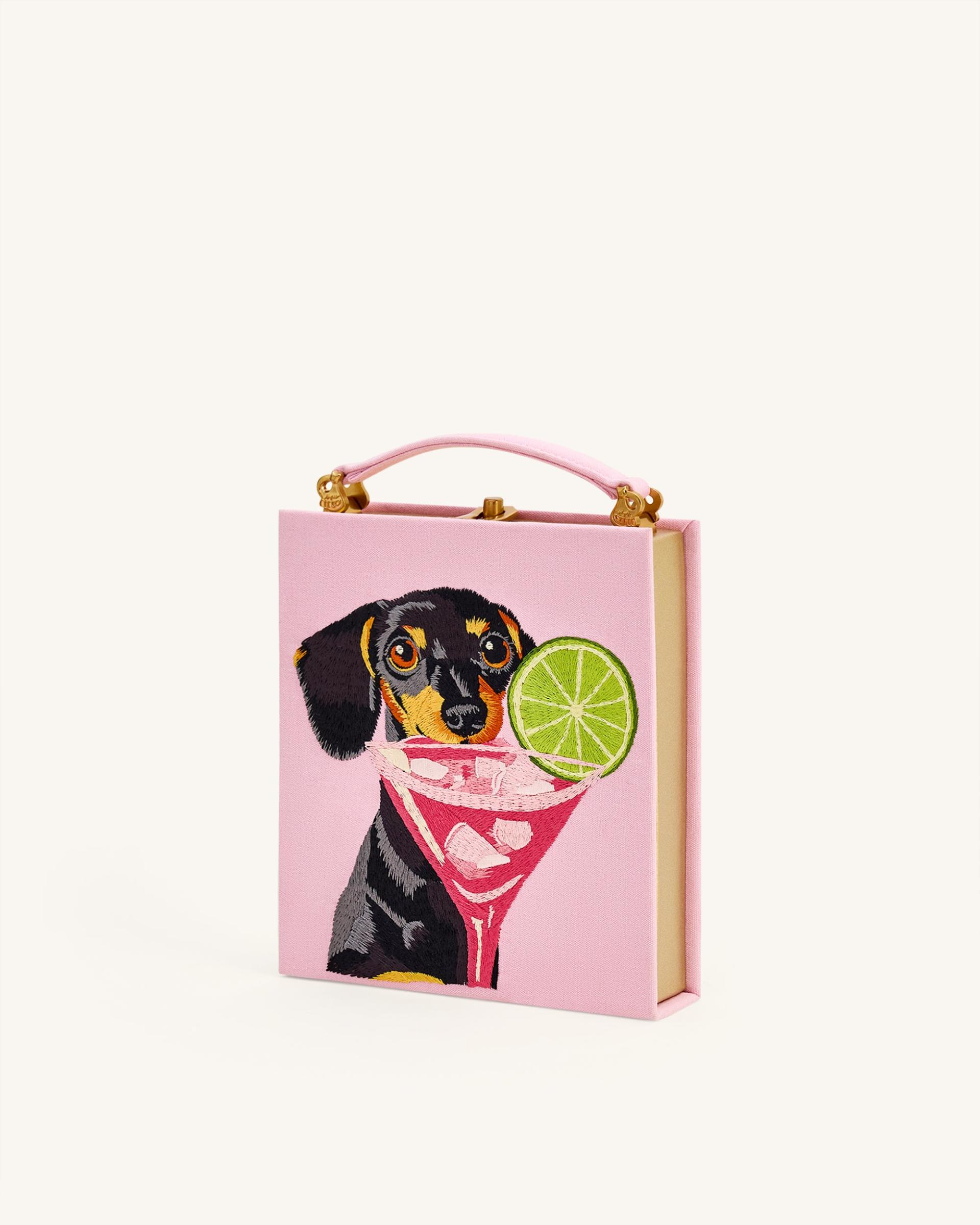 Taya-Puppy Pattern Book Shape Clutch Bag - Pink 2