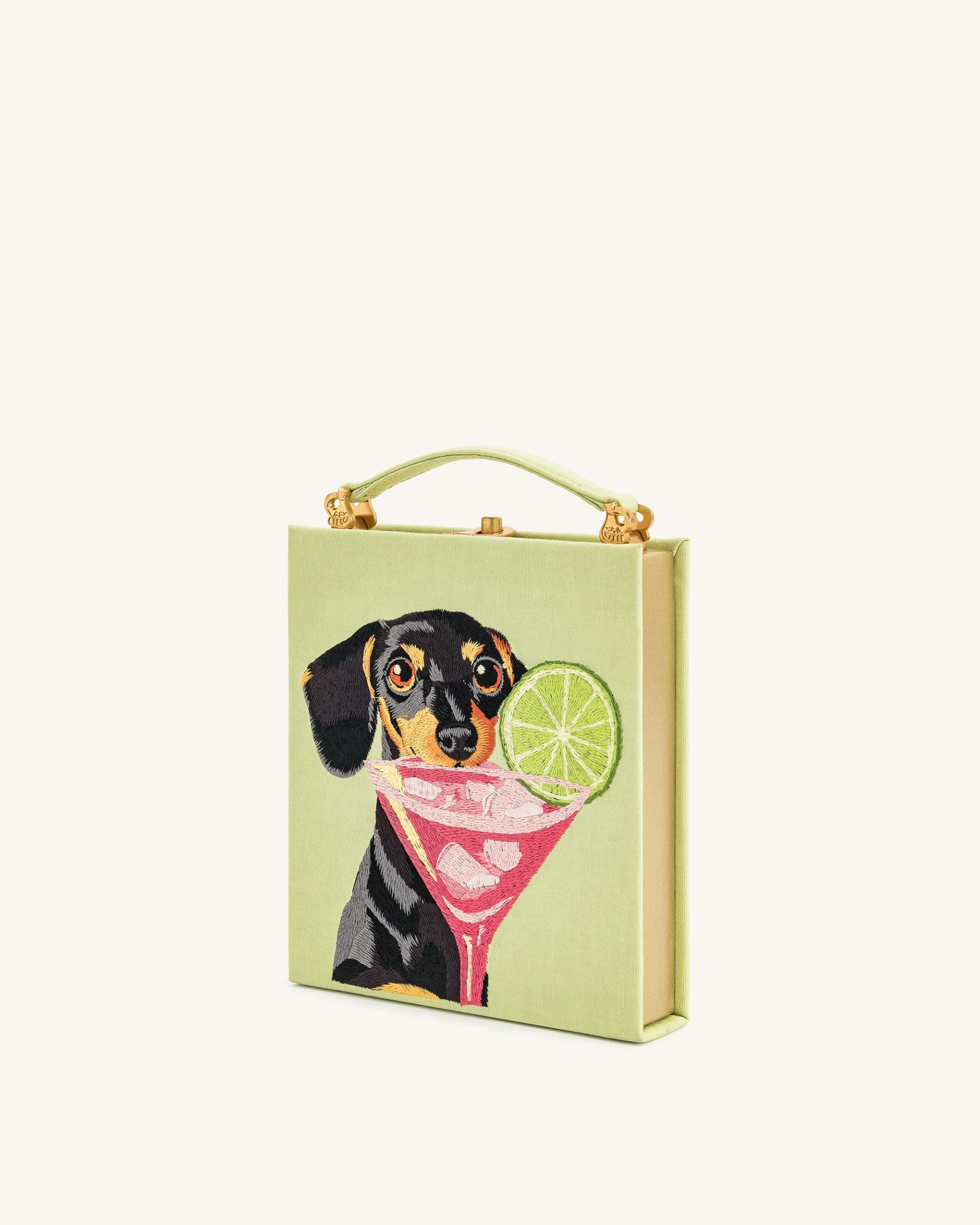Taya-Puppy Pattern Book Shape Clutch Bag - Light Green 3