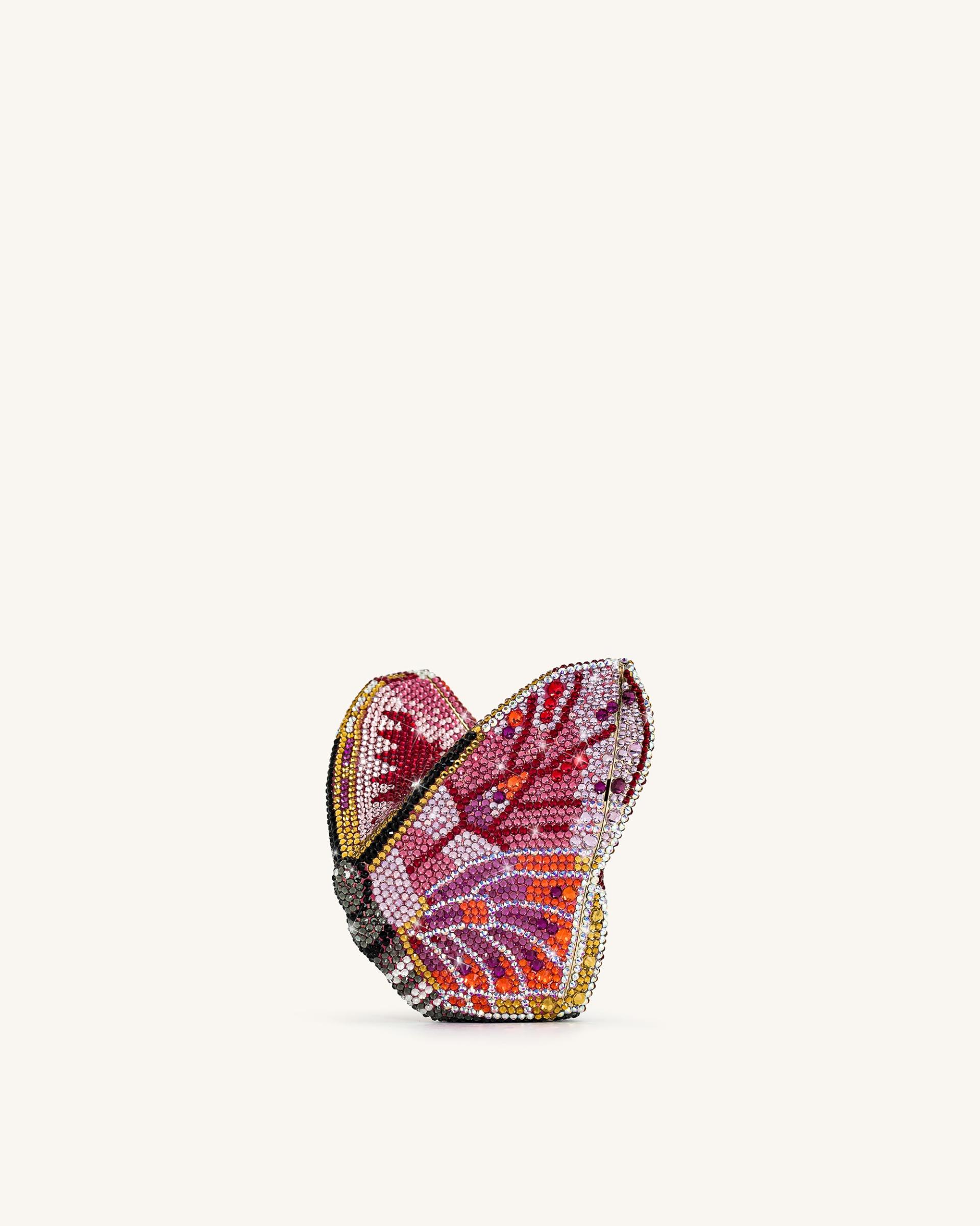 Paisley Crystal Butterfly Clutch - Multicolor