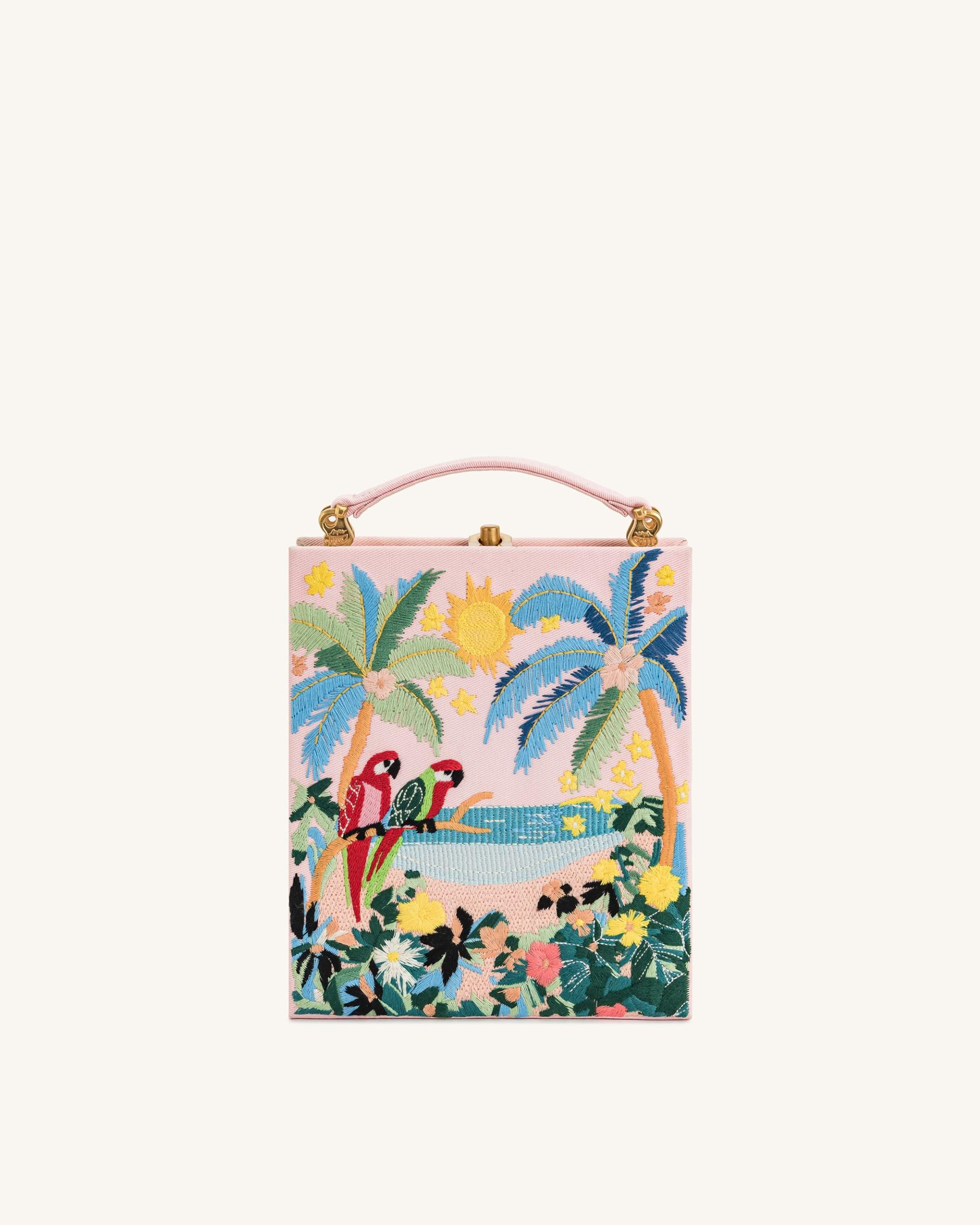 Taya Tropical Parrot Pattern Book Shape Clutch Bag - Pink