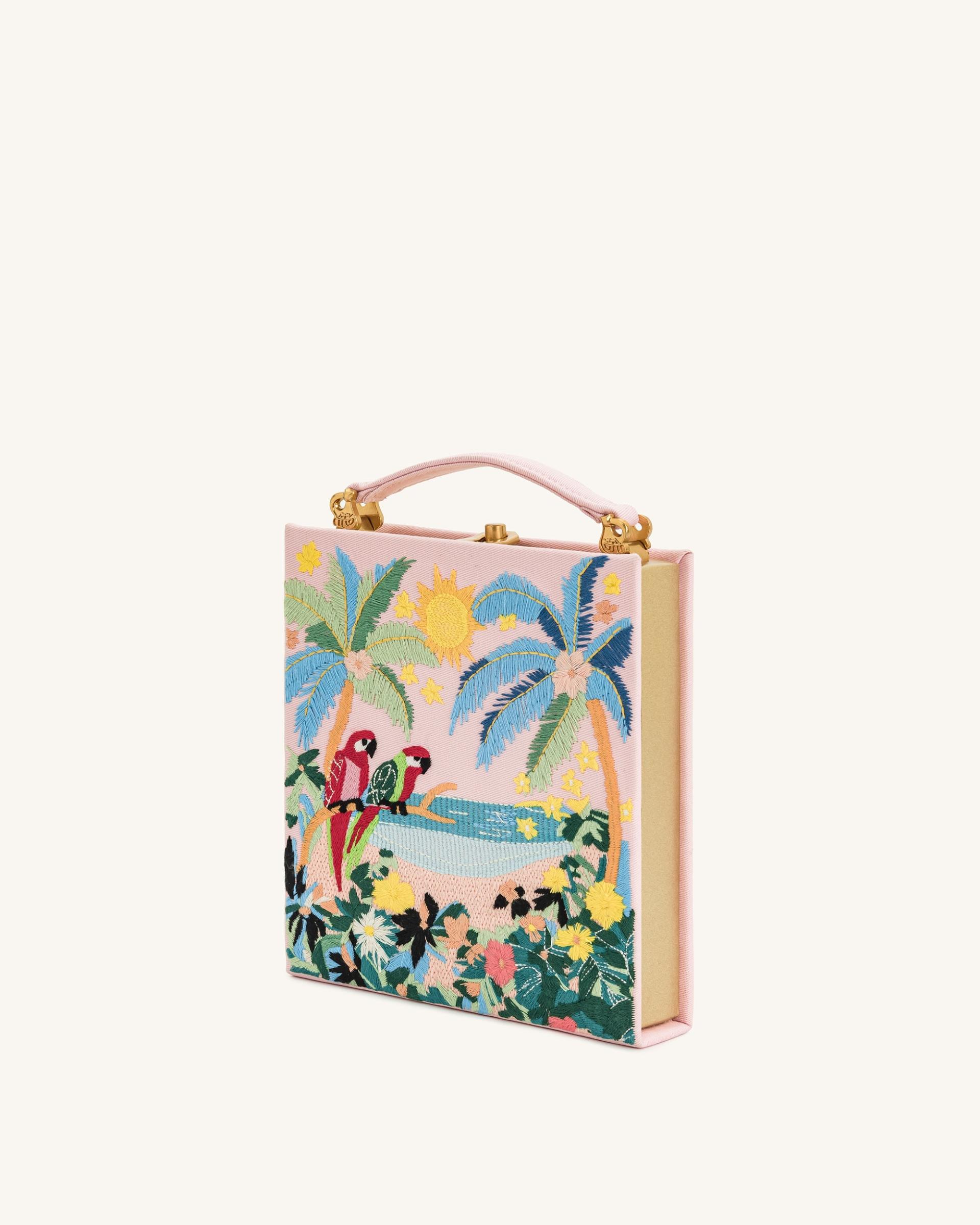 Taya Tropical Parrot Pattern Book Shape Clutch Bag - Pink 2