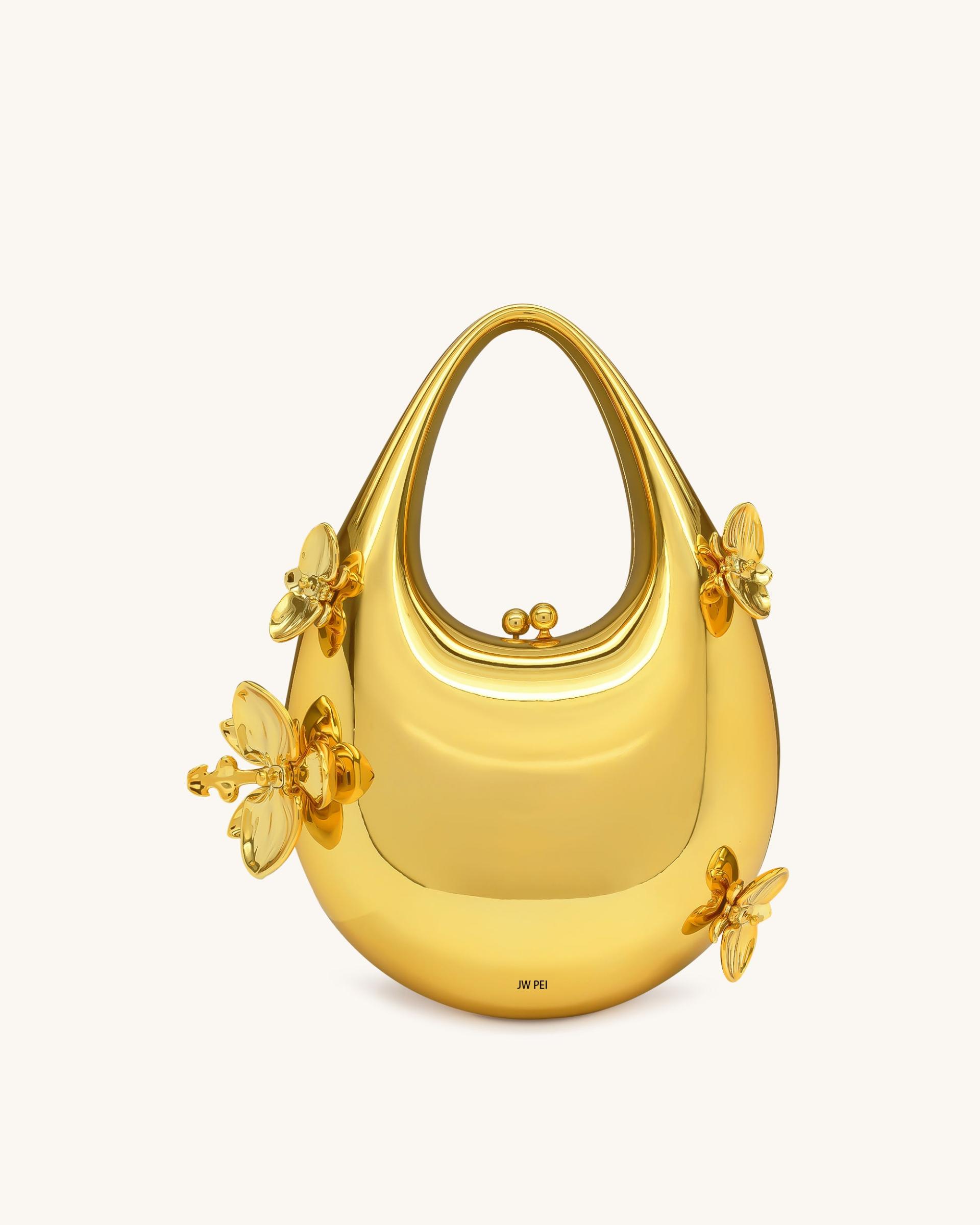 Lydia Floral Embellished Handbag - Gold 3