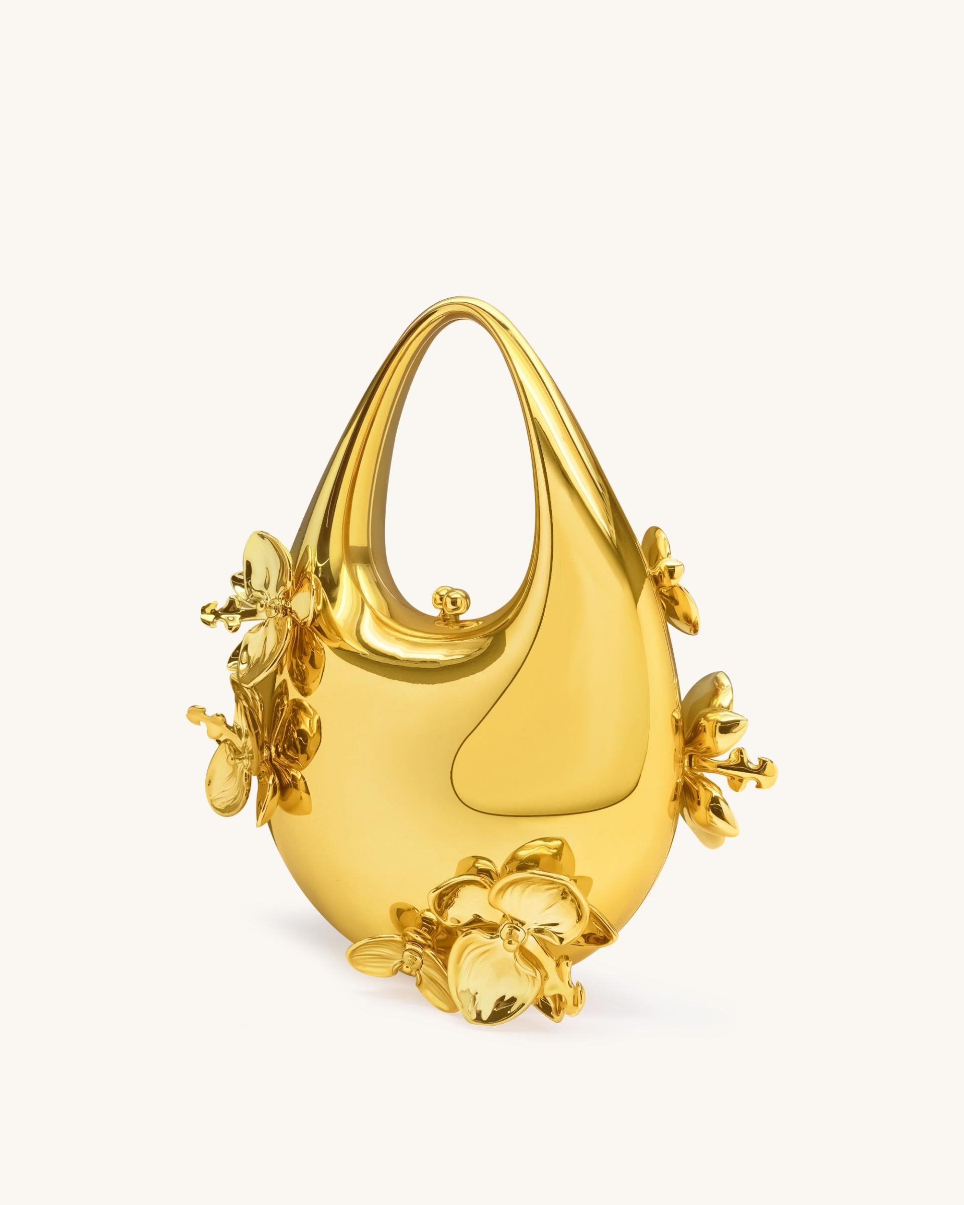 Lydia Floral Embellished Handbag - Gold 2