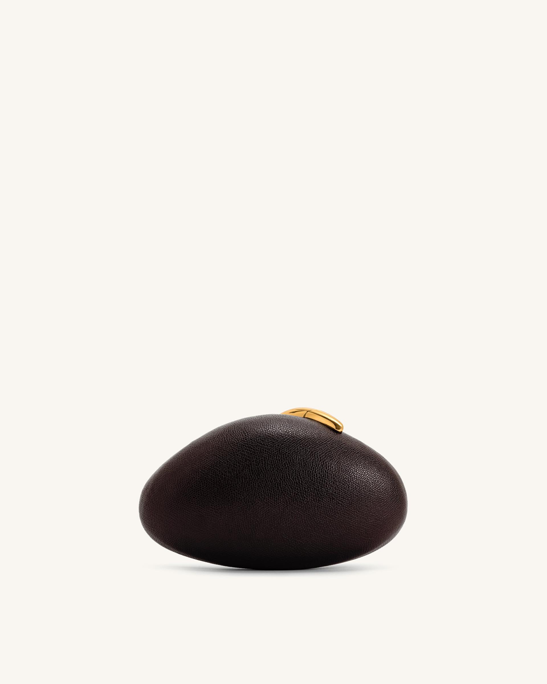 Kaya Irregular Oval Clutch - Dark Brown 3