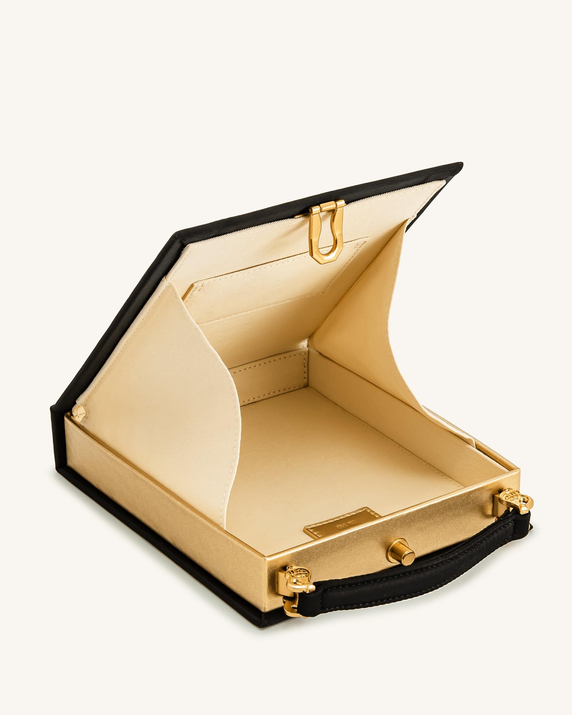 Taya Orchid Motif  Book Shape Clutch Bag - Black 4