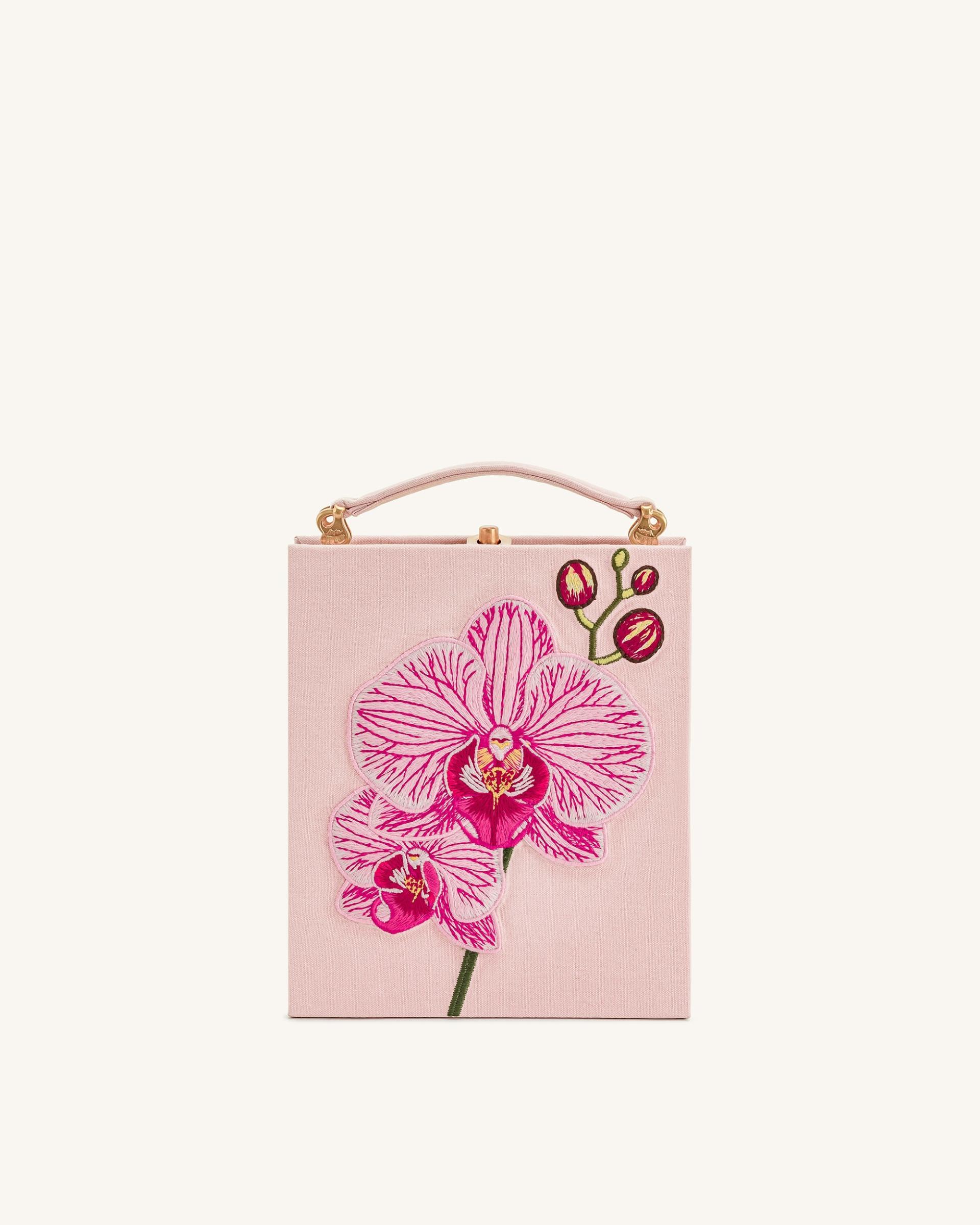 Taya Orchid Motif Book Shape Clutch Bag - Pink