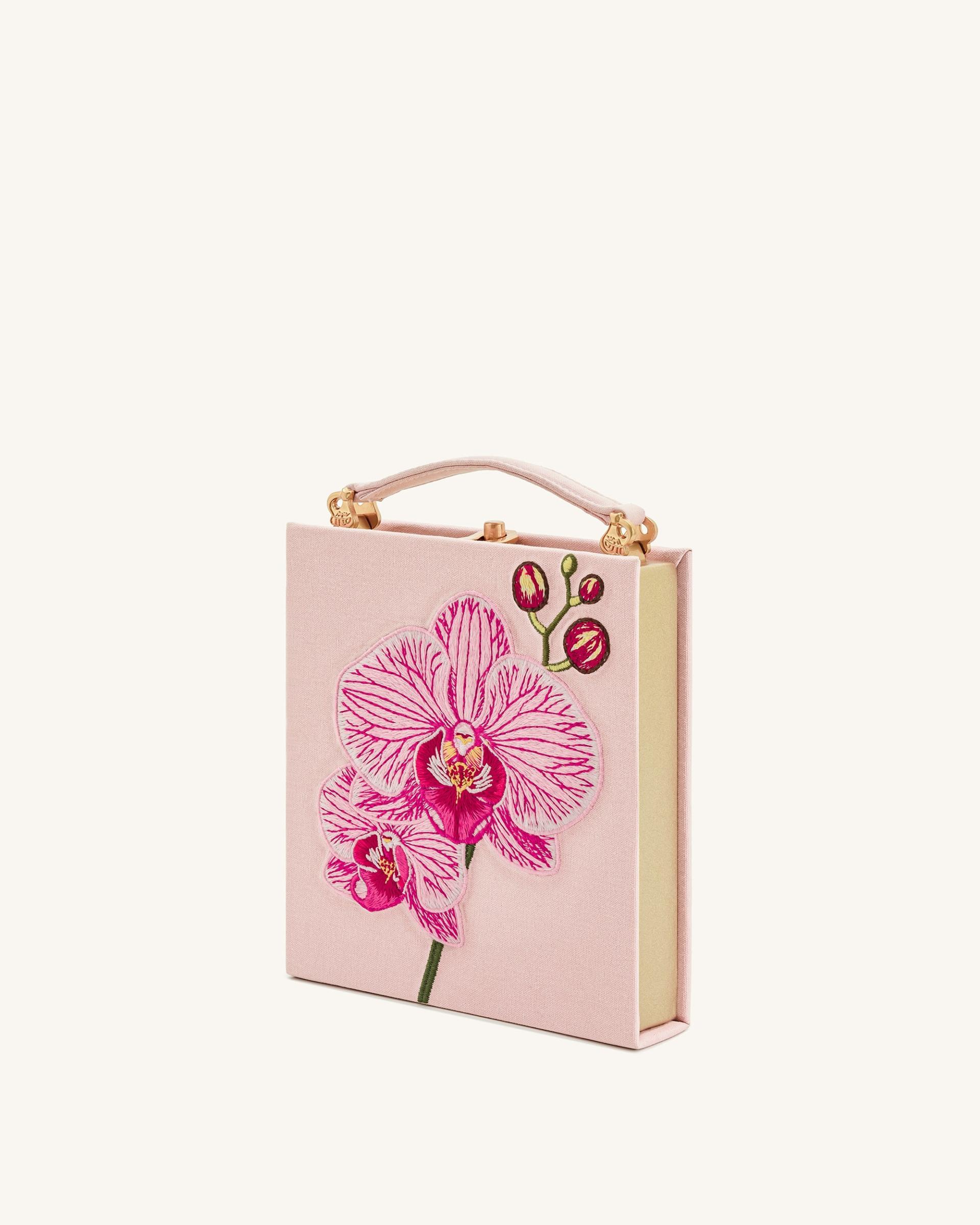 Taya Orchid Motif Book Shape Clutch Bag - Pink 2