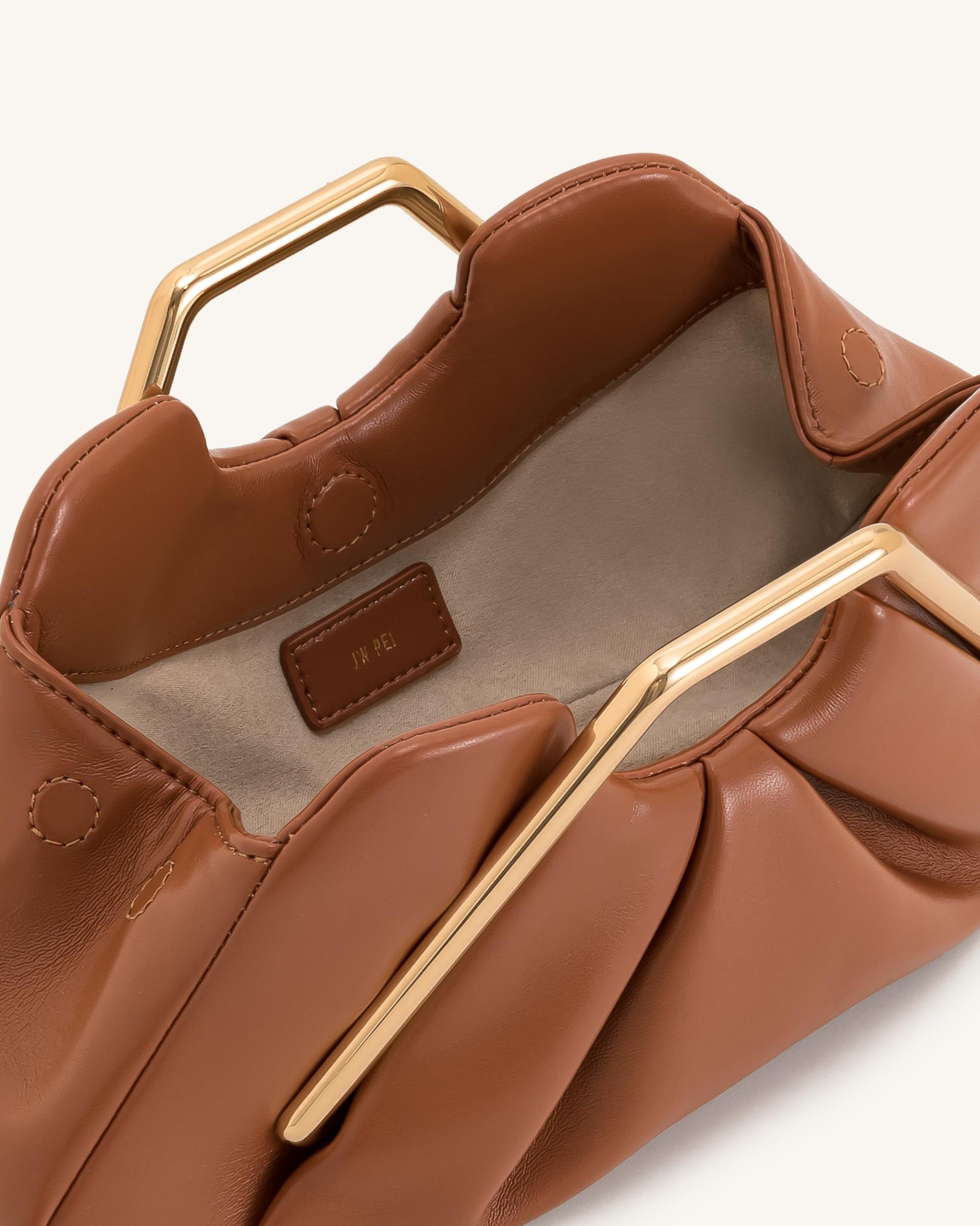 Lila Metal Frame Clutch - Brown 4