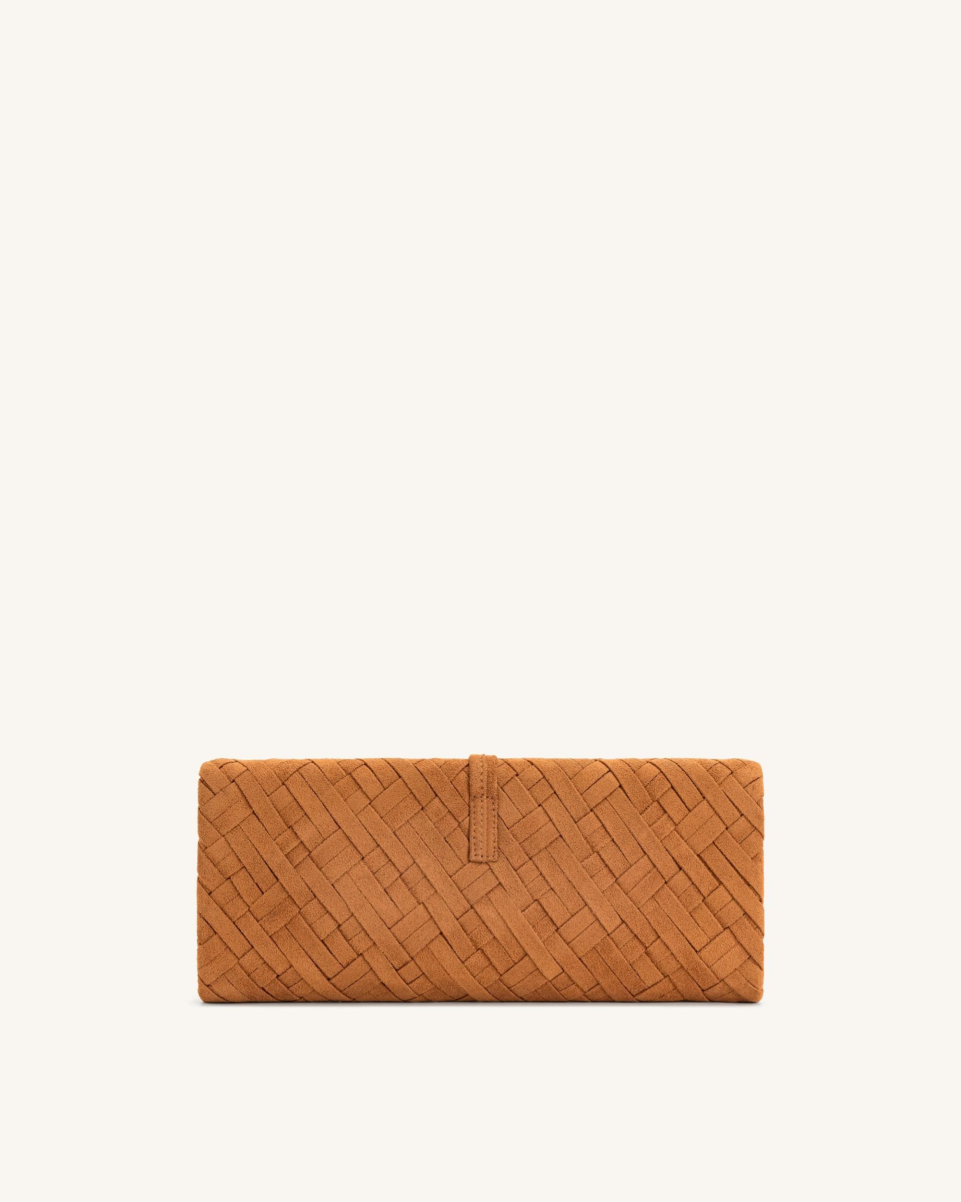 Zaria Woven Clutch - Brown 3