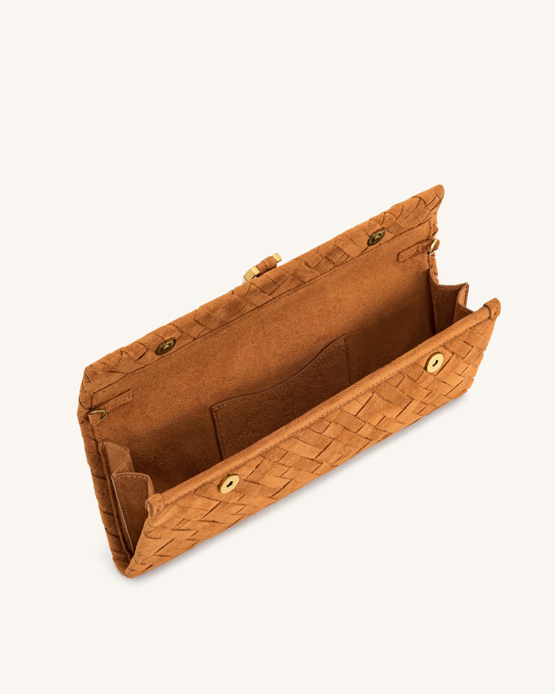 Zaria Woven Clutch - Brown 4