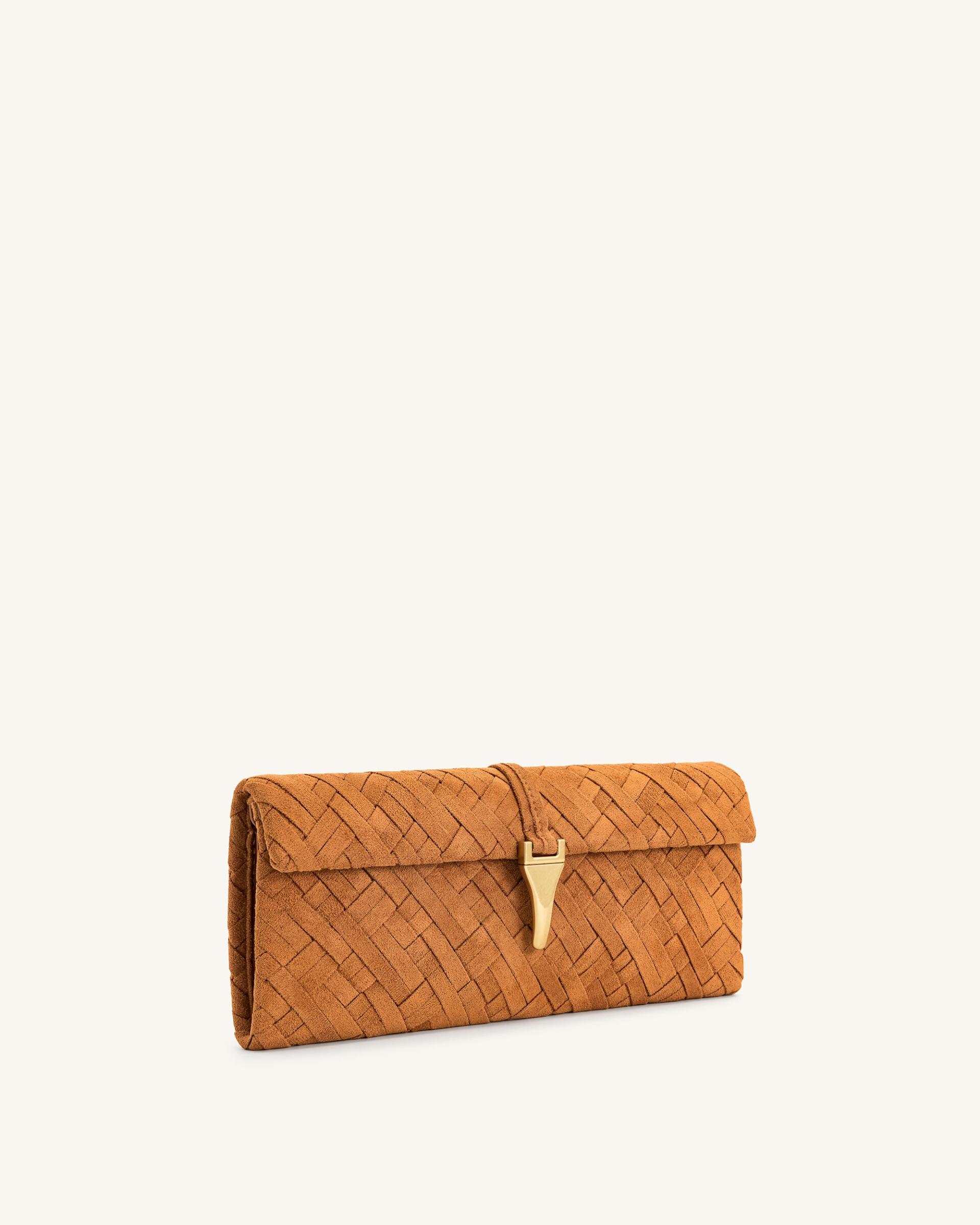 Zaria Woven Clutch - Brown 2