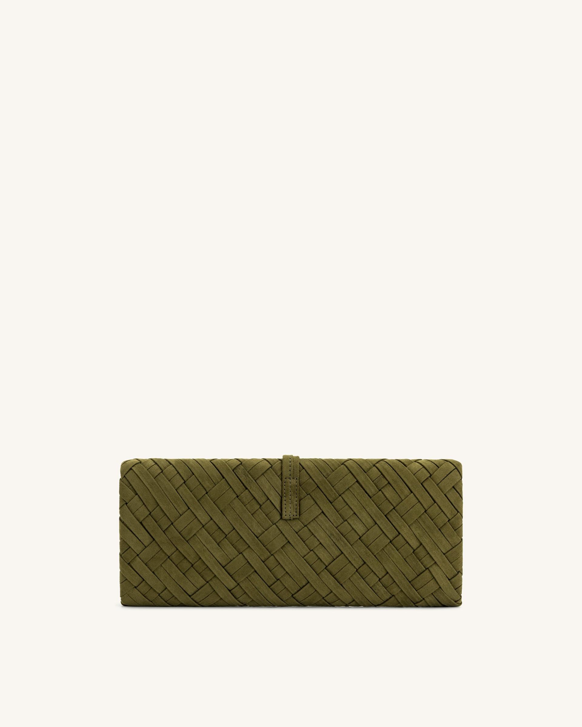 Zaria Woven Clutch - Dark Olive 4