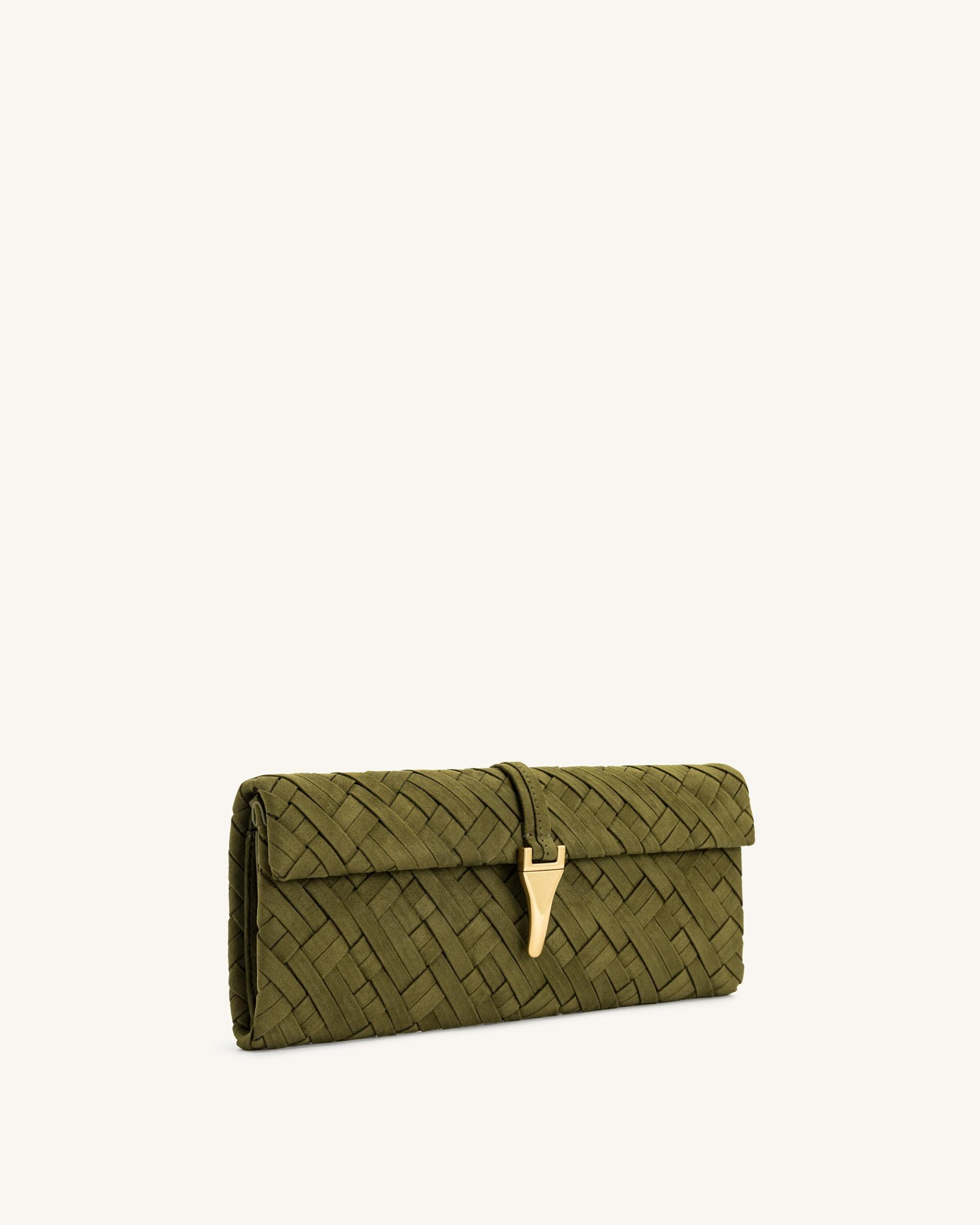 Zaria Woven Clutch - Dark Olive 3