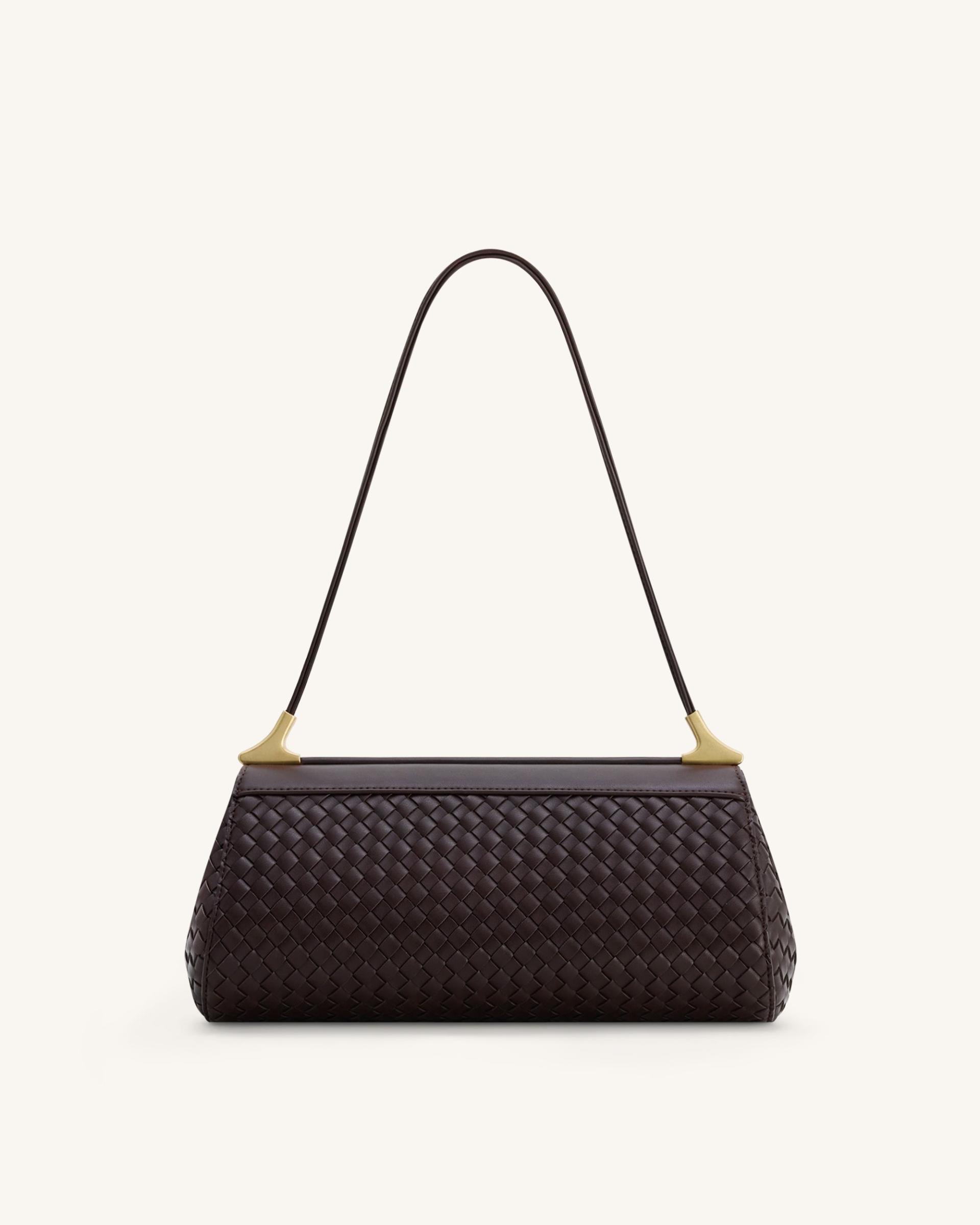 Eloise Woven Shoulder Bag - Dark Brown 3