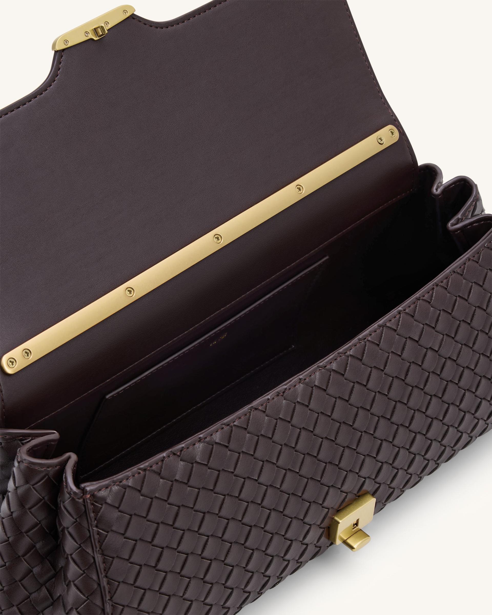 Eloise Woven Shoulder Bag - Dark Brown 4