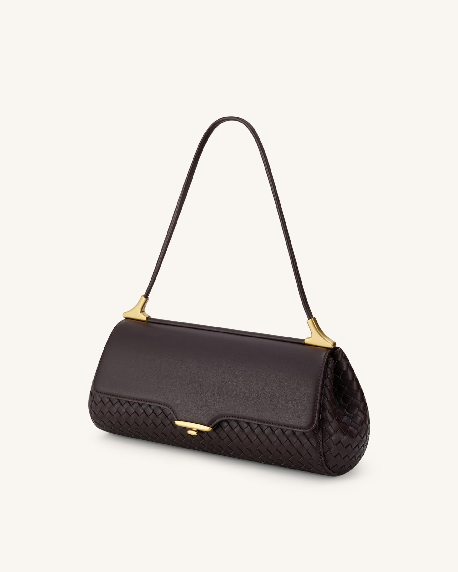 Eloise Woven Shoulder Bag - Dark Brown 2