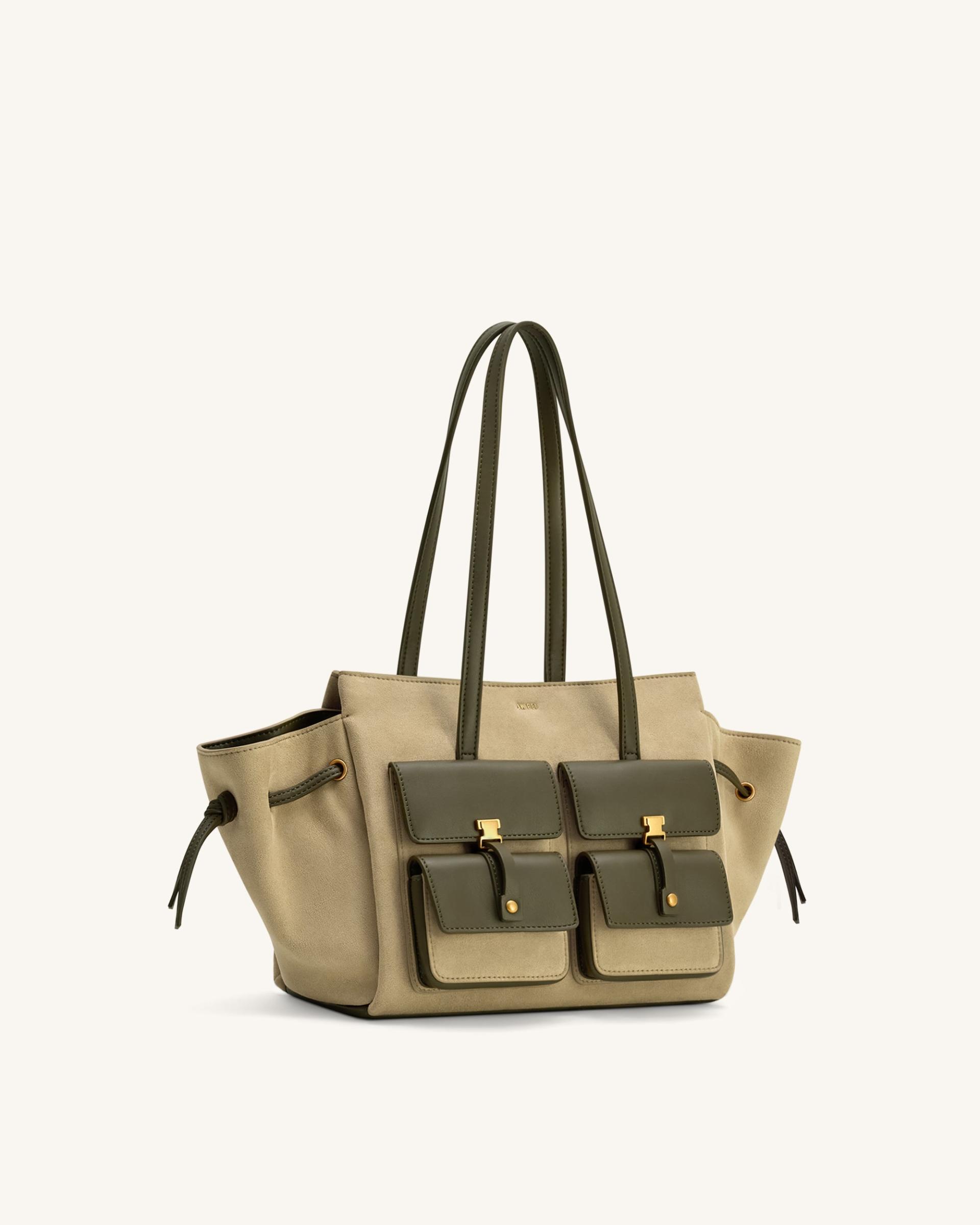 Linda Faux Suede Tote Bag - Green 2