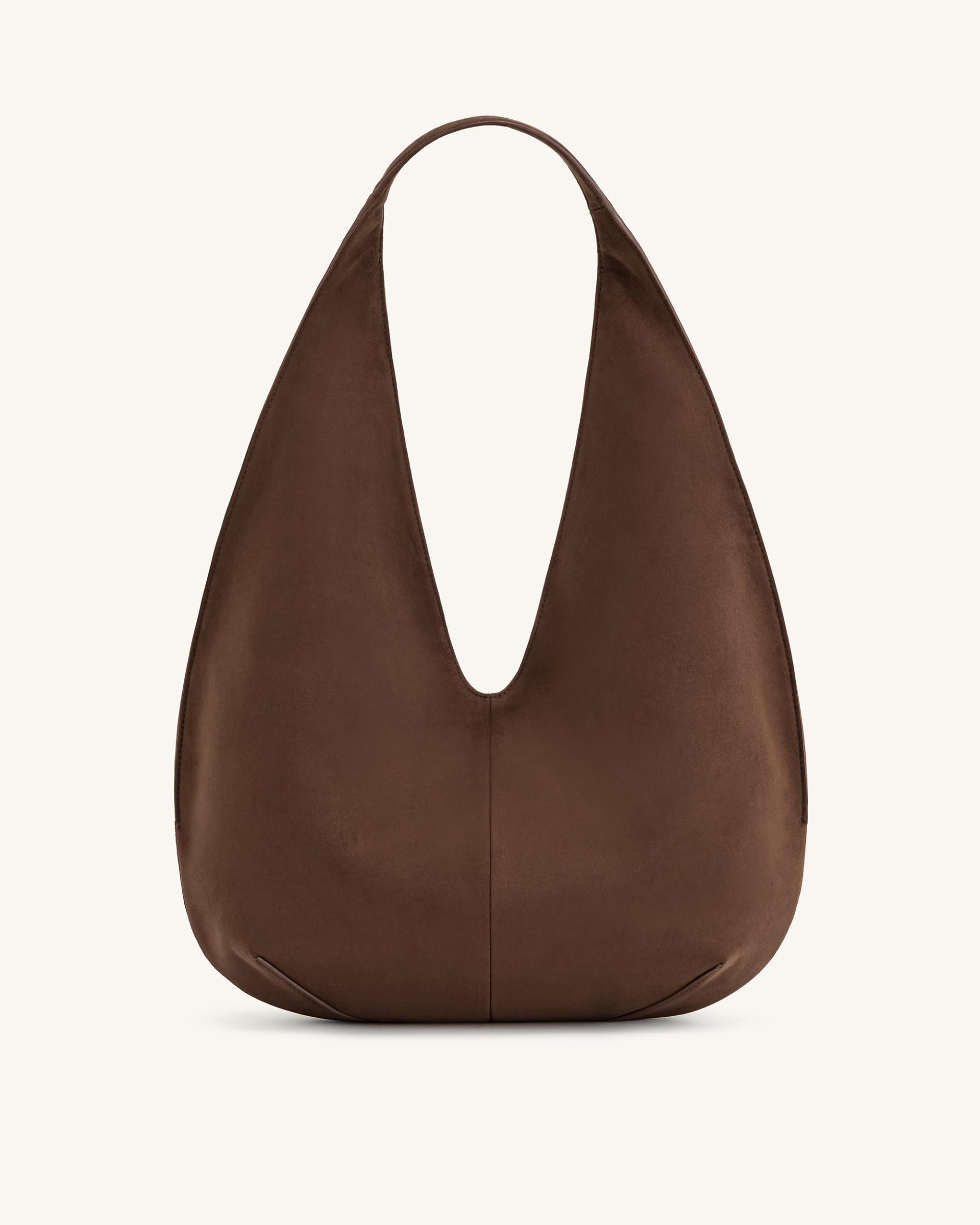 Dara Faux Suede Hobo Bag - Mocha Brown 4