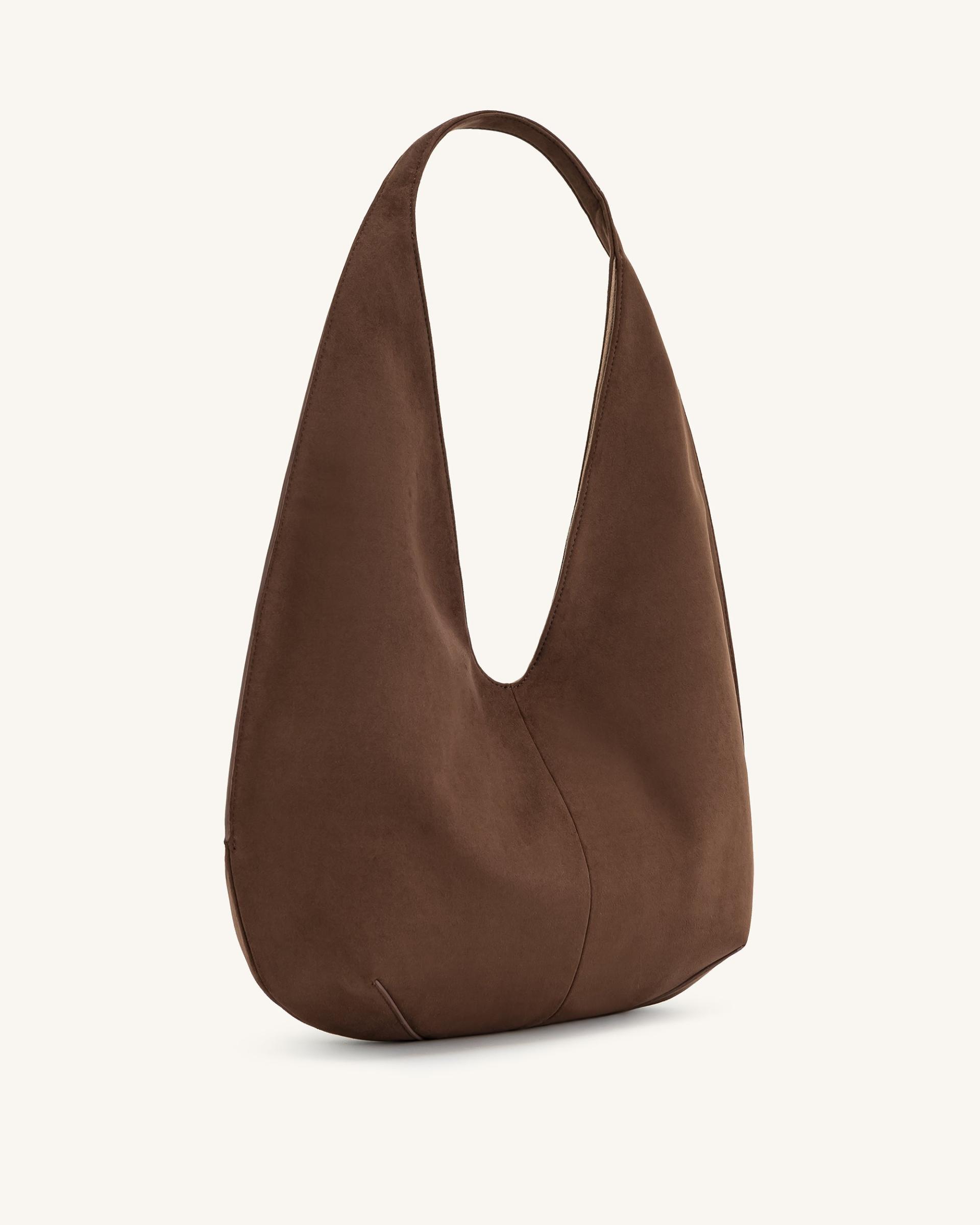 Dara Faux Suede Hobo Bag - Mocha Brown 3