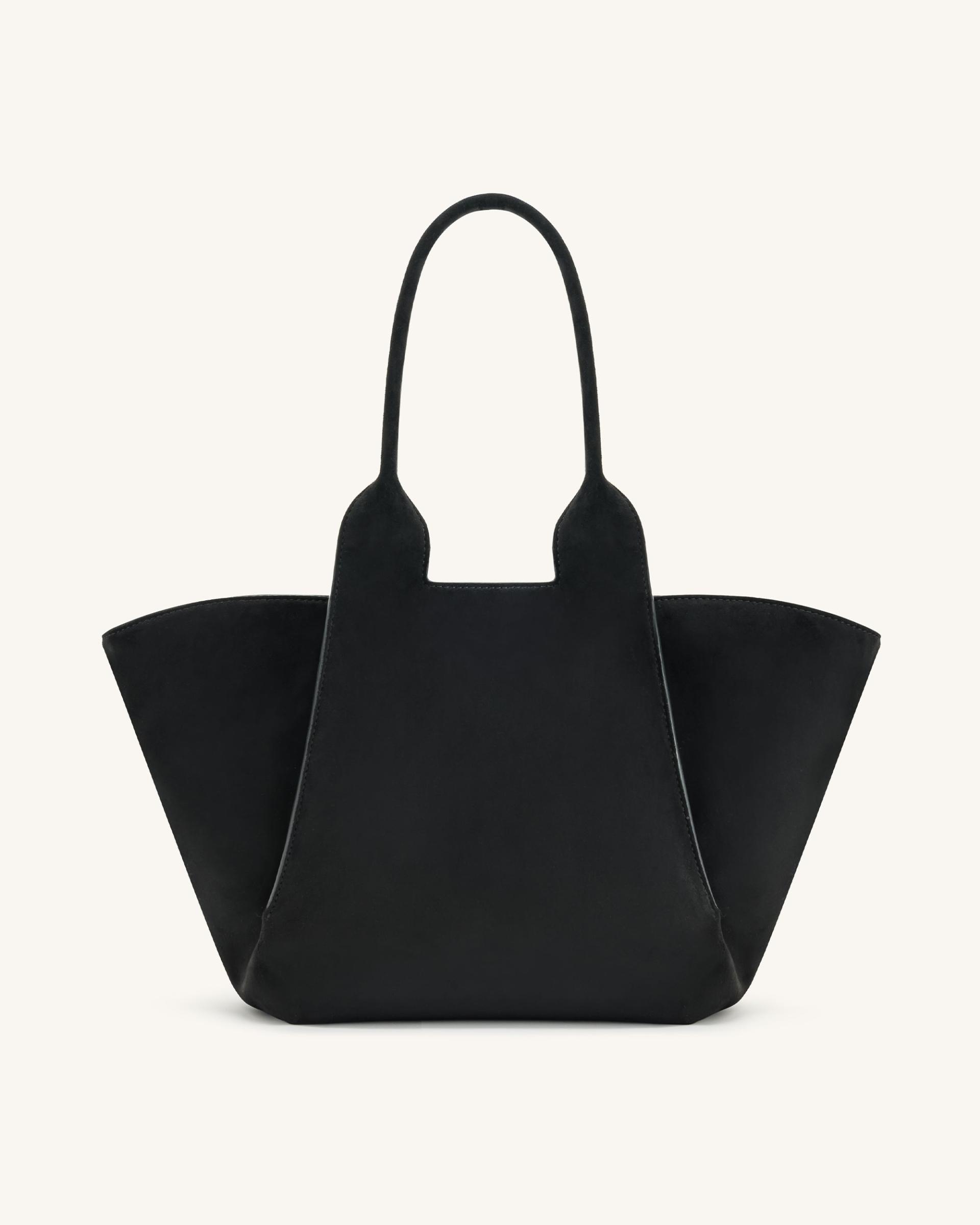 Cara Faux Suede Tote Bag - Black 3