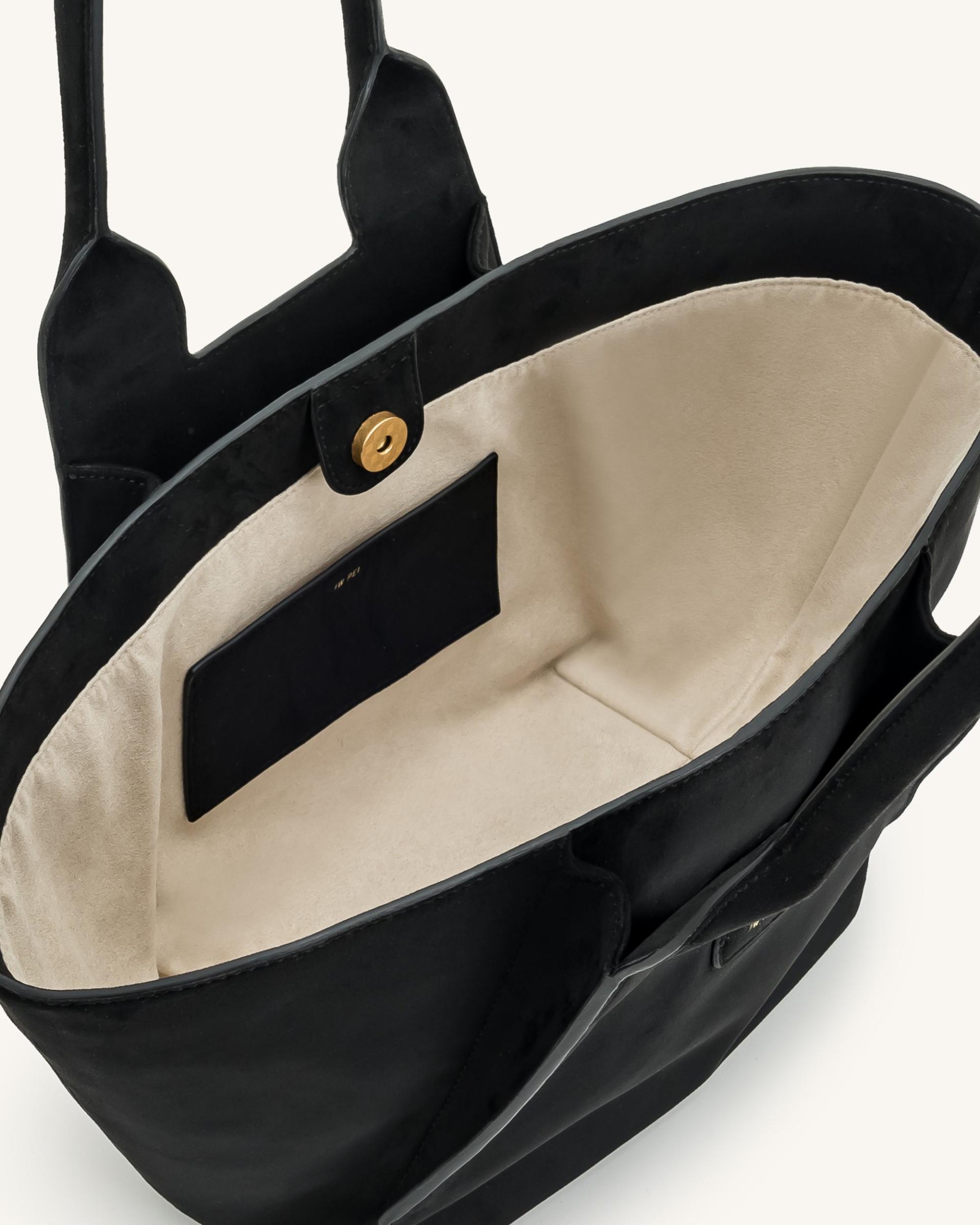 Cara Faux Suede Tote Bag - Black 4