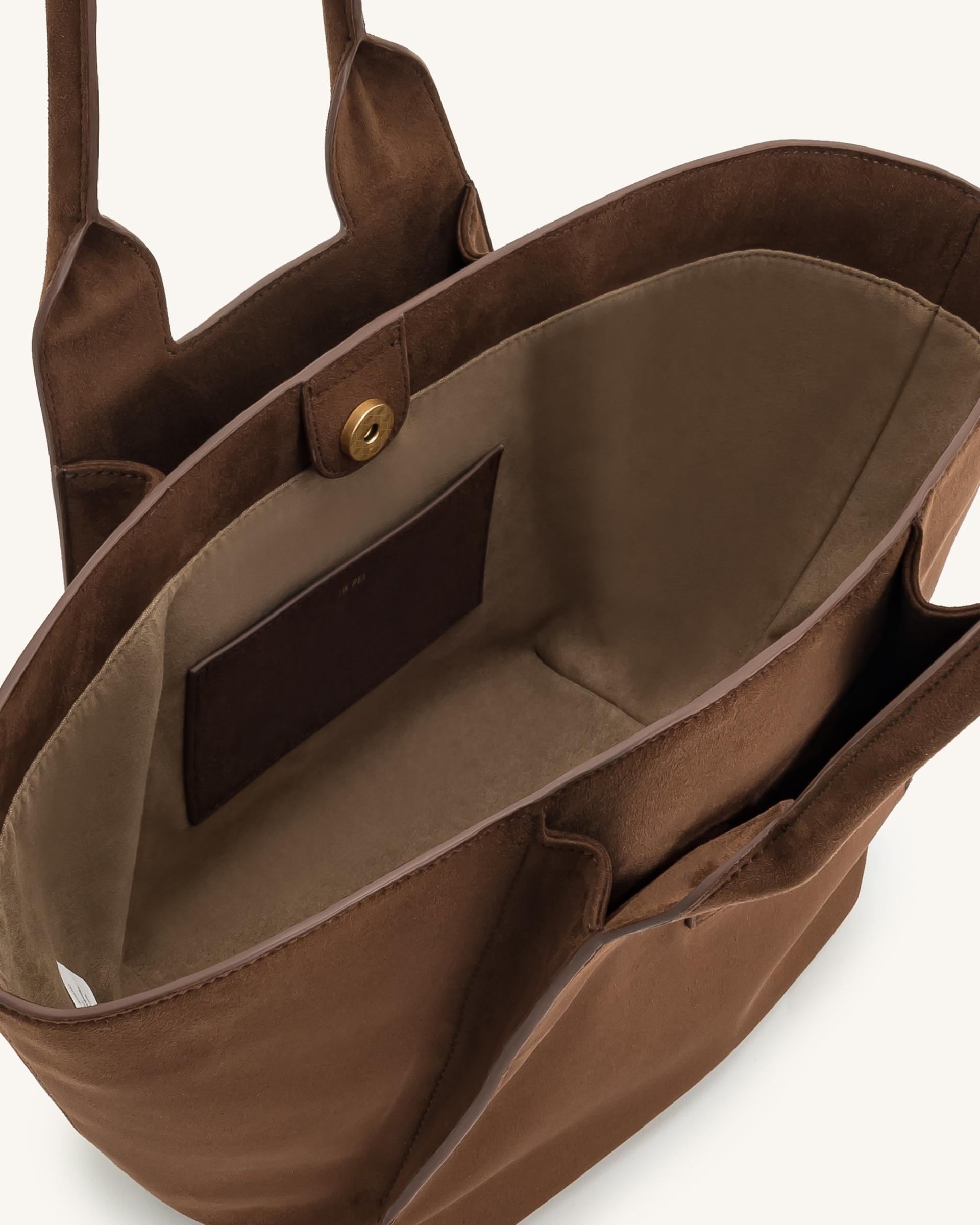 Cara Faux Suede Tote Bag - Mocha Brown 4