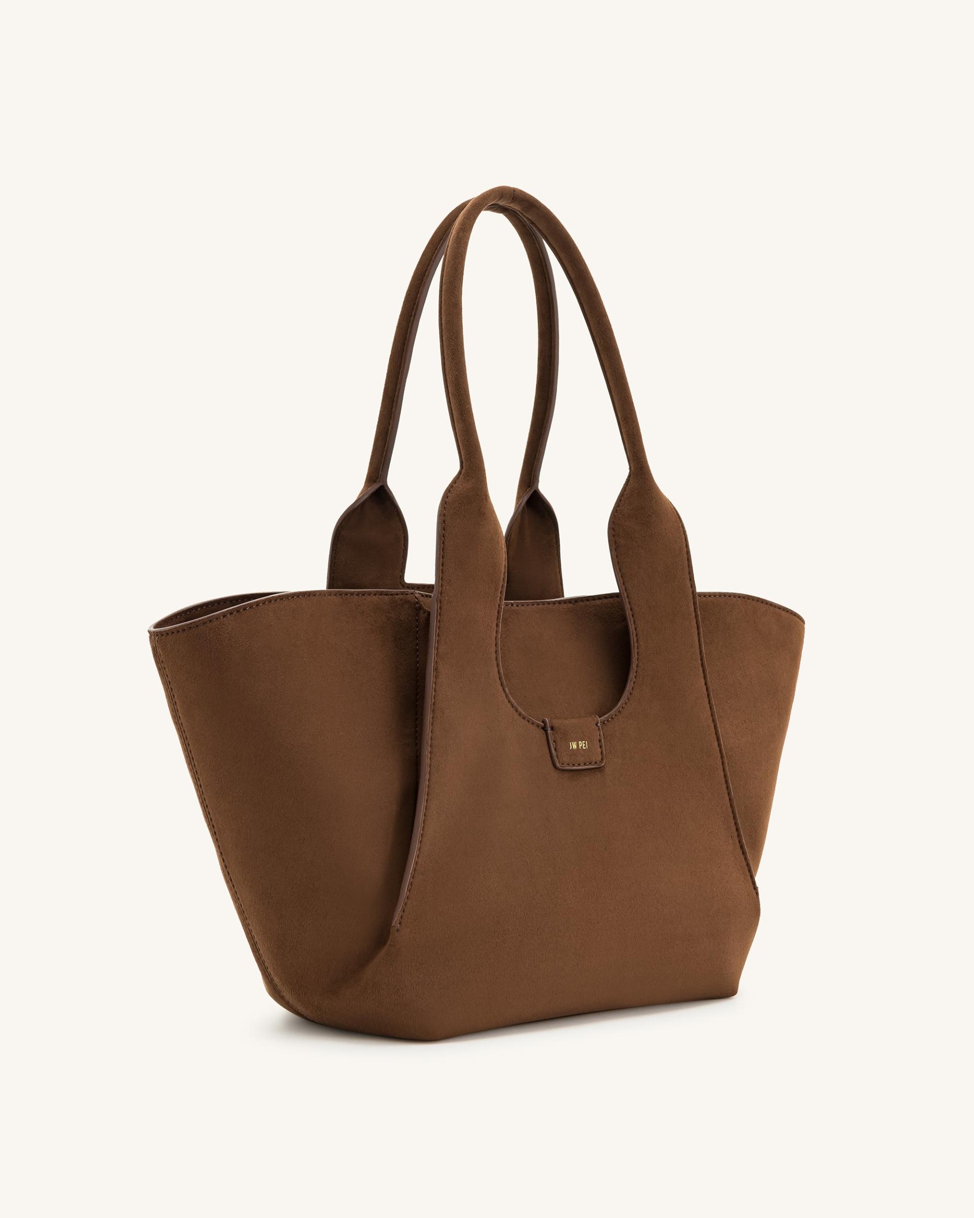 Cara Faux Suede Tote Bag - Mocha Brown 2