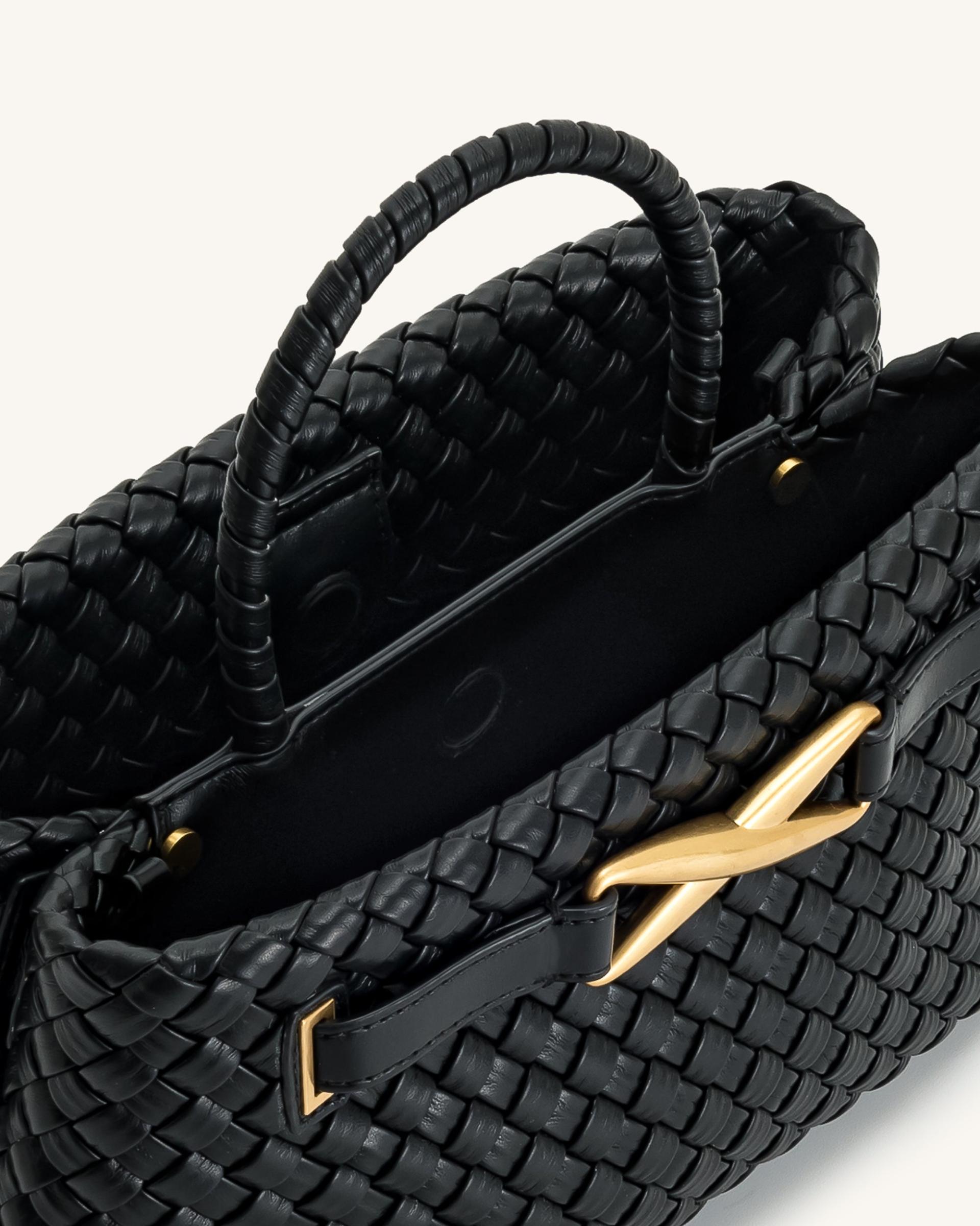 Elora Woven Tote Bag - Black 4